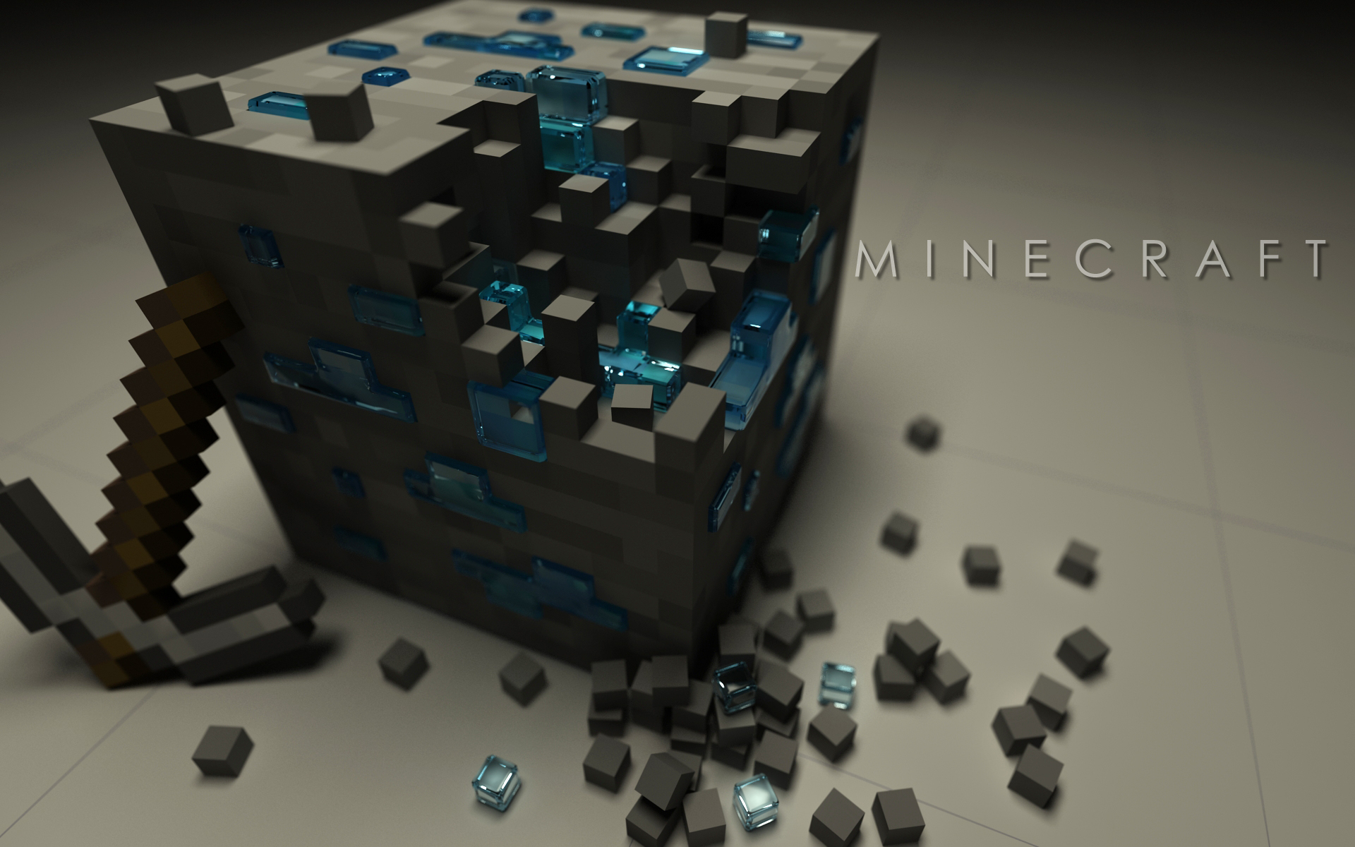 video game, minecraft, logo, ore (minecraft), mojang, pickaxe phone wallpaper