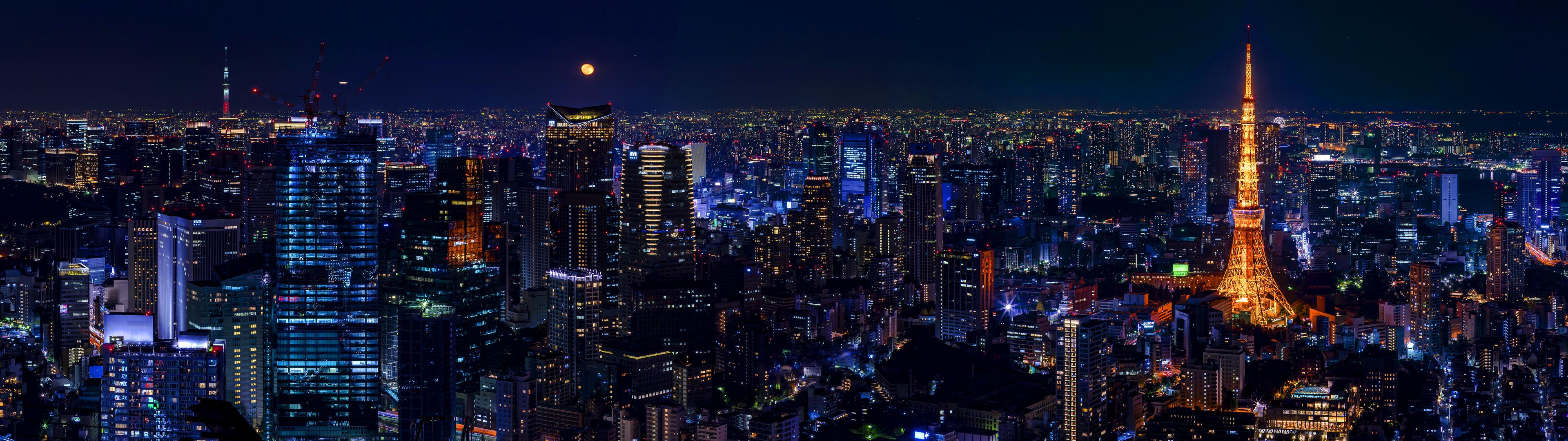 Download mobile wallpaper Cities, Night, City, Skyscraper, Building, Japan, Cityscape, Tokyo, Man Made, Tokyo Tower for free.