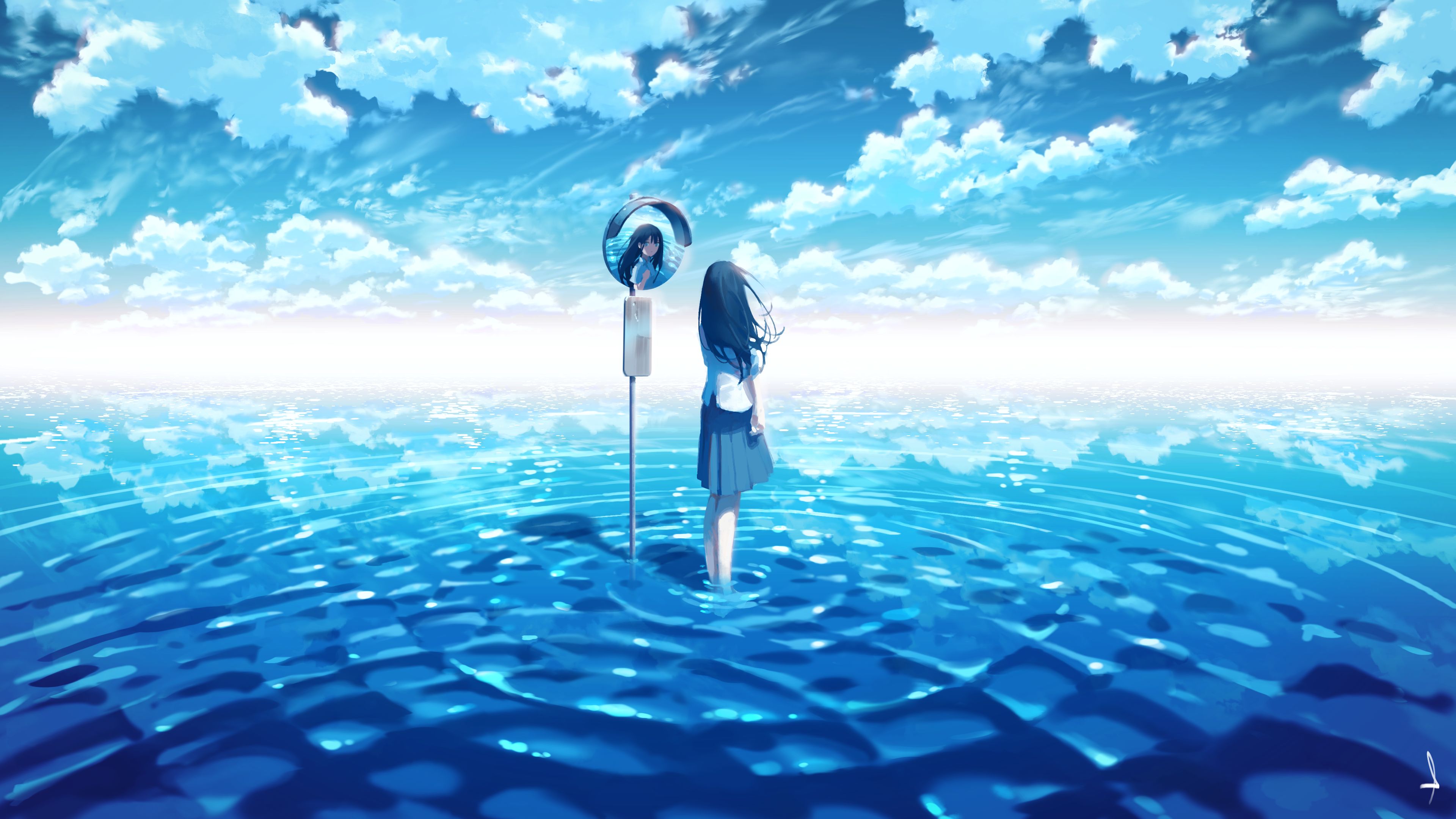 animal anime blue horn moon sky HD Wallpaper  Gnomelookorg