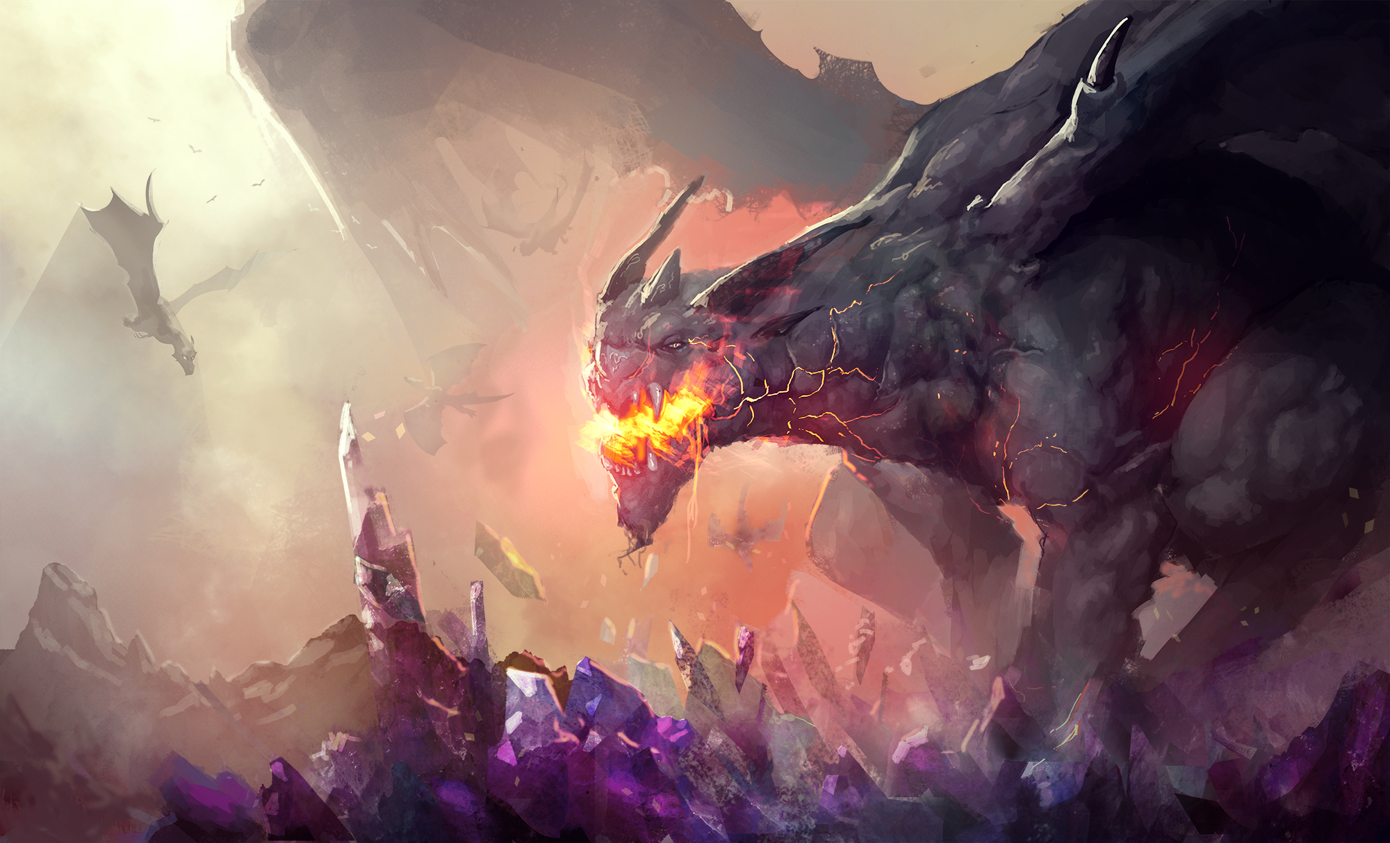 Download mobile wallpaper Fantasy, Dragon, Crystal for free.