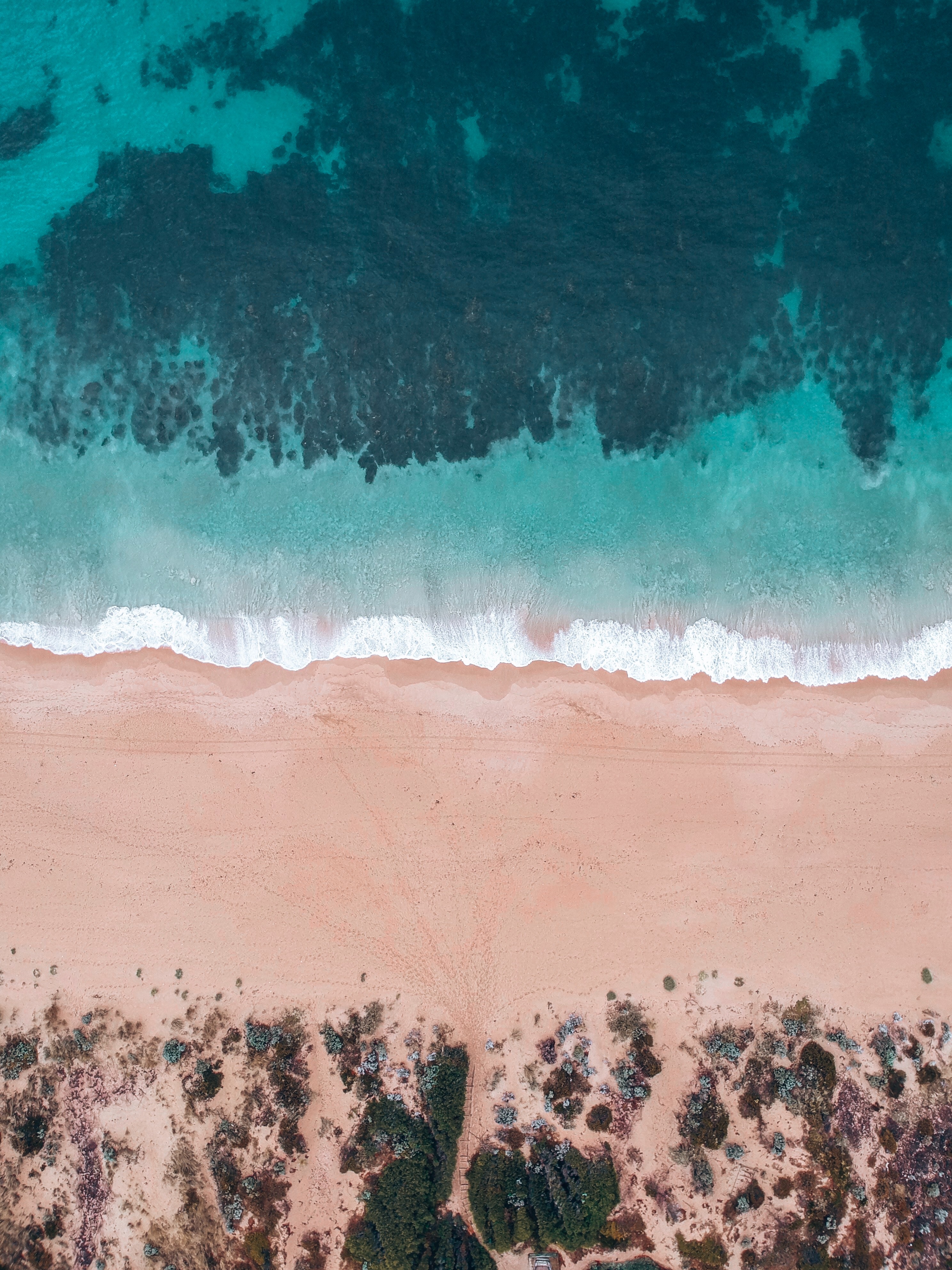 免费下载性质, 水, 海, 沙, 从上面看, 顶视图, 支撑, 海岸, 海滩手机壁纸。