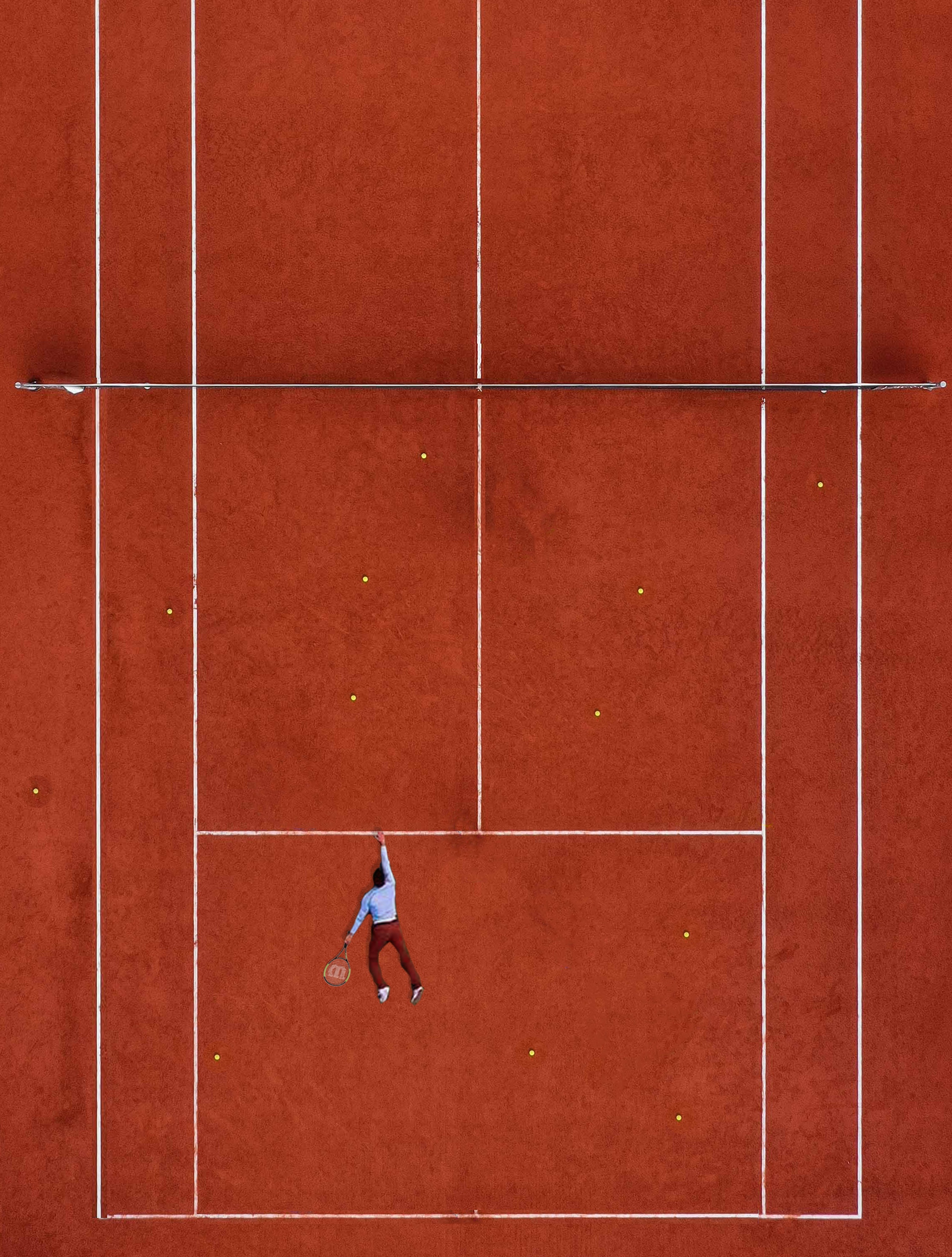 tennis, athlete, markup, lines, minimalism, court, sportsman Free Stock Photo