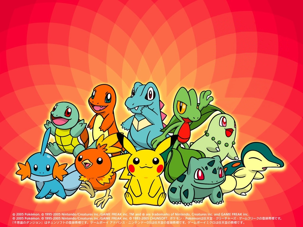 video game, bulbasaur (pokémon), charmander (pokémon), chikorita (pokémon), cyndaquil (pokémon), mudkip (pokémon), pikachu, squirtle (pokémon), starter pokemon, torchic (pokemon), totodile (pokémon), treecko (pokémon), pokémon images