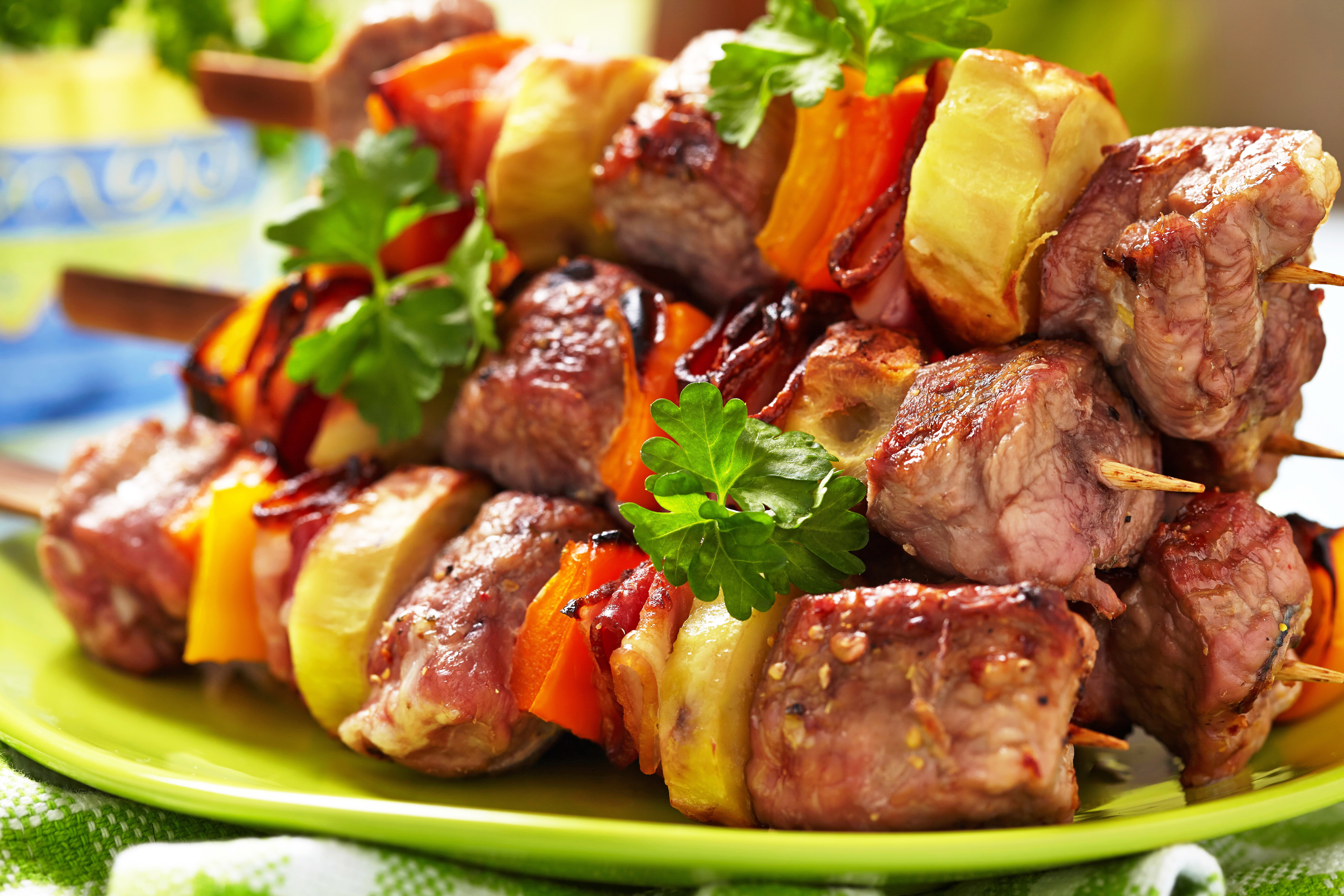 HD wallpaper: meat, vegetables, kebab | Wallpaper Flare