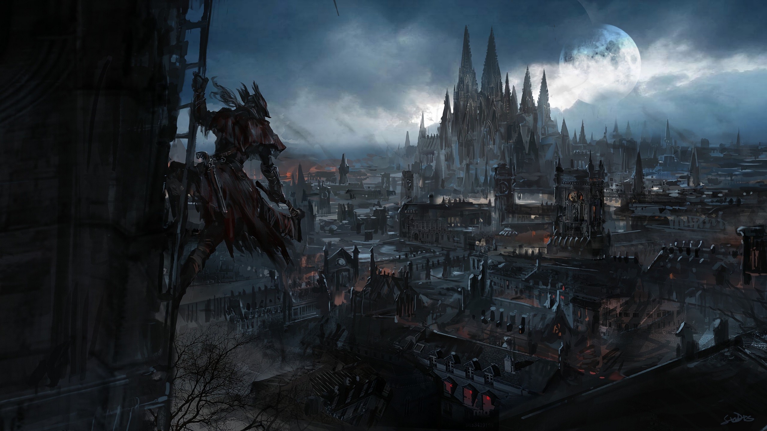 android bloodborne, video game, city, fantasy