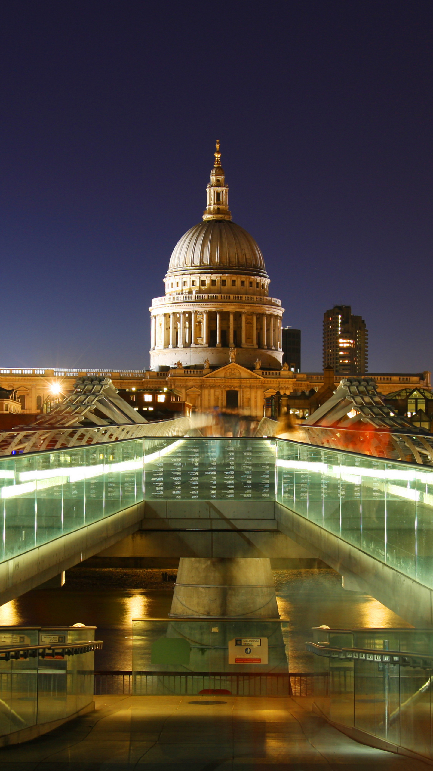 religious, st paul's cathedral, millennium bridge, united kingdom, cathedral, monument, light, london, building, night, cathedrals Smartphone Background