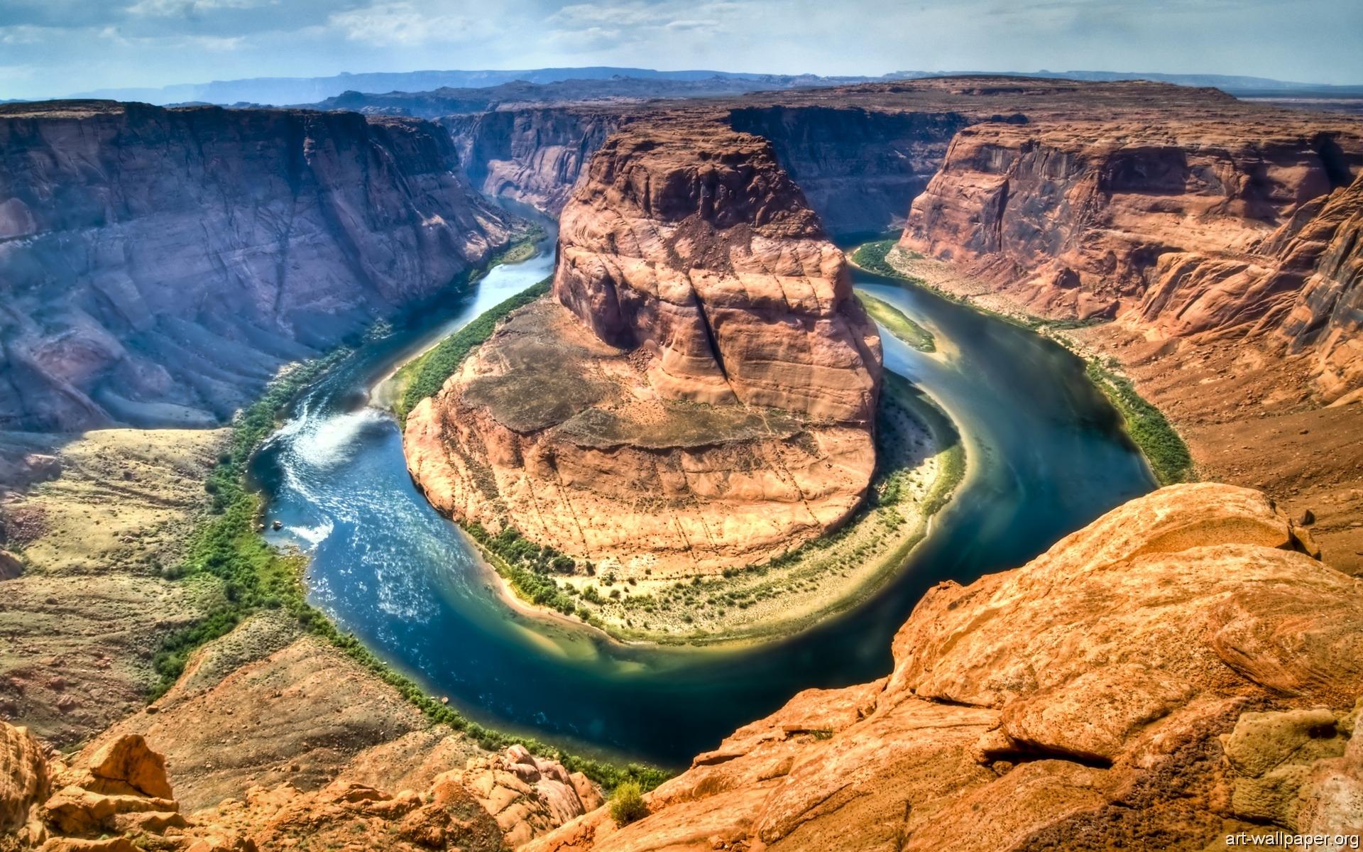 earth, horseshoe bend, river, canyons