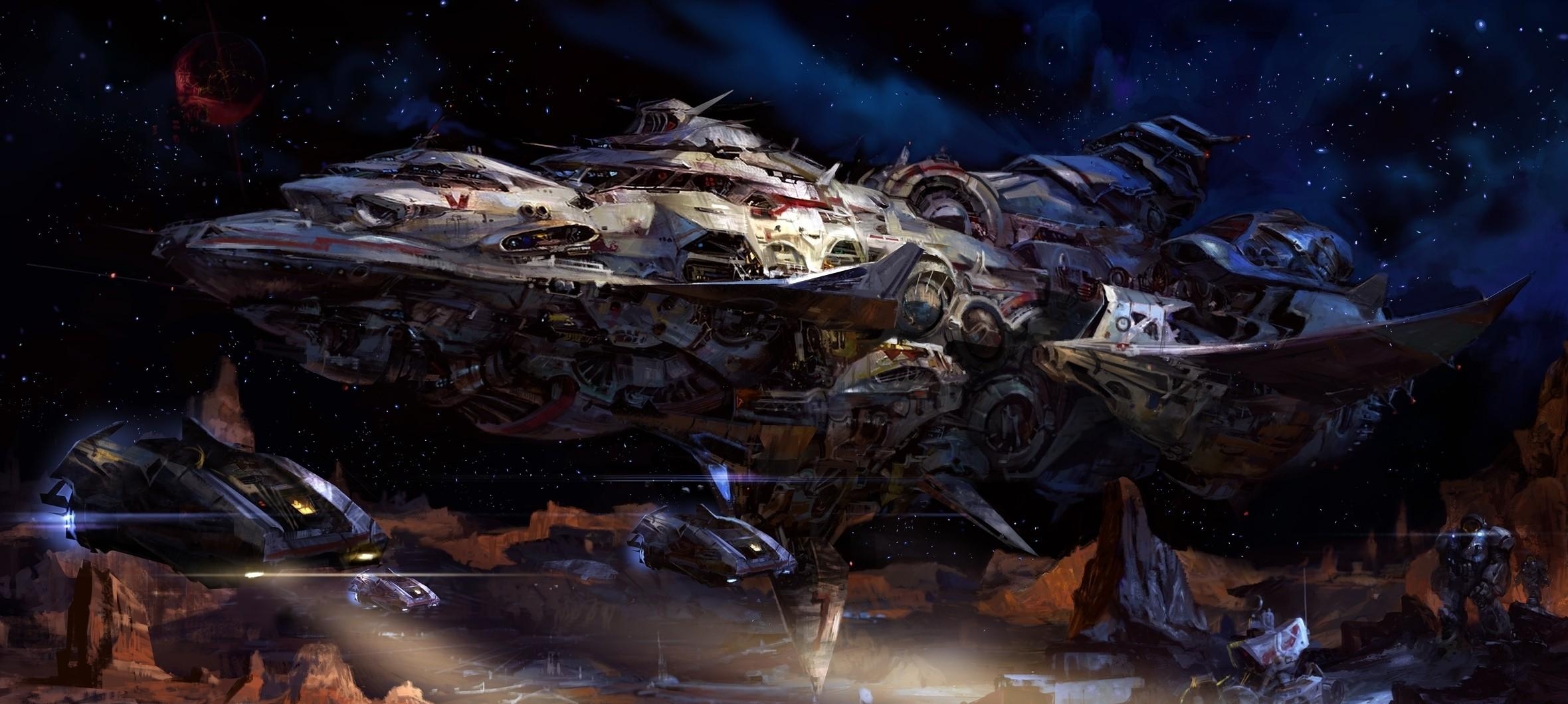 Download mobile wallpaper Starship, Planet, Ship, Universe, Fantasy for free.