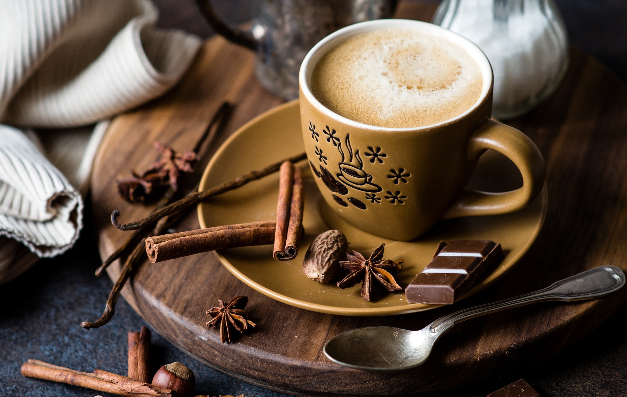 Free download wallpaper Food, Chocolate, Coffee, Still Life, Cinnamon, Cup, Star Anise on your PC desktop
