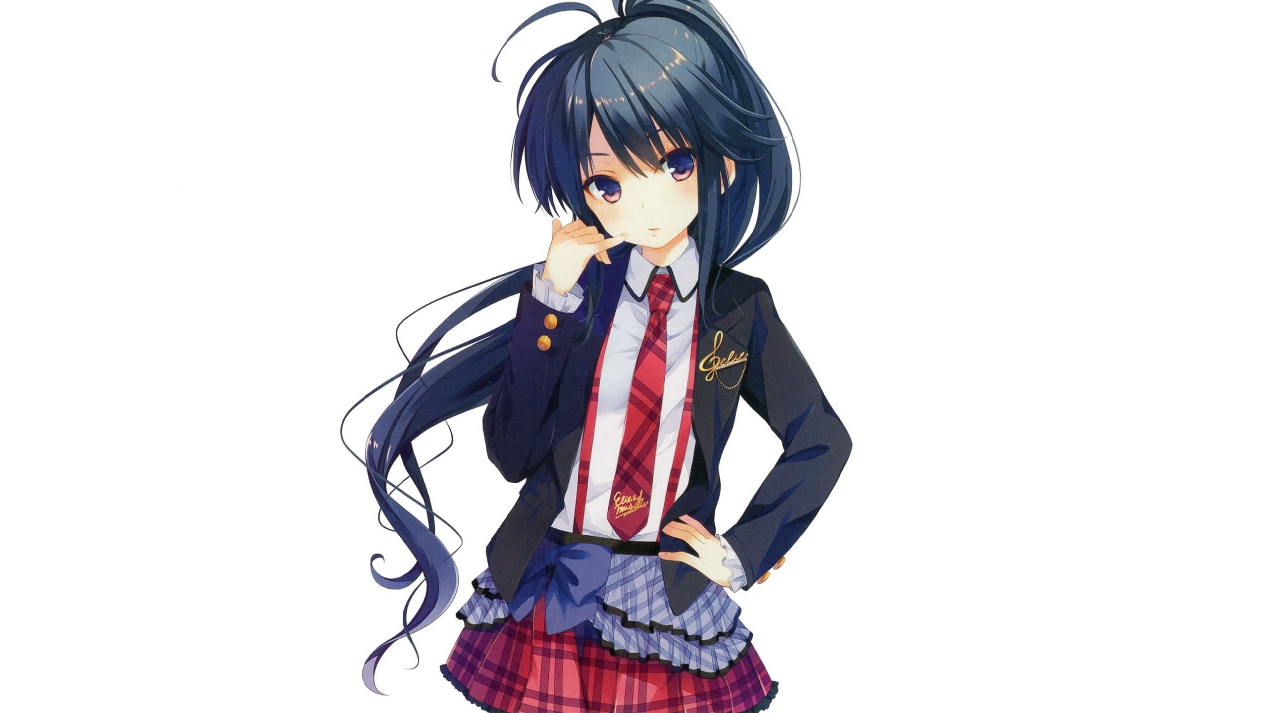 girl, anime, school uniform, skirt, tie HD wallpaper