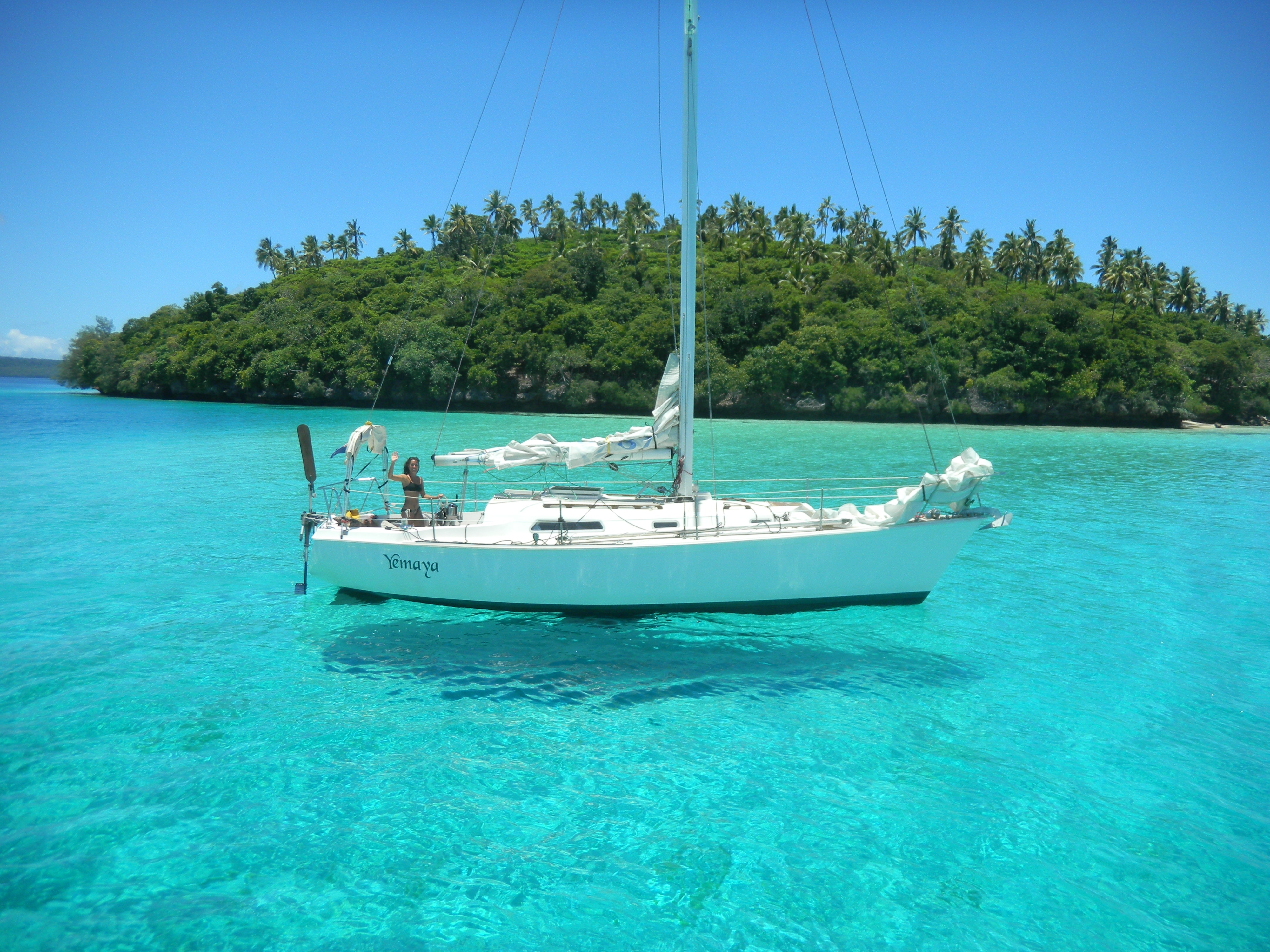 yacht, island, nature, tropics