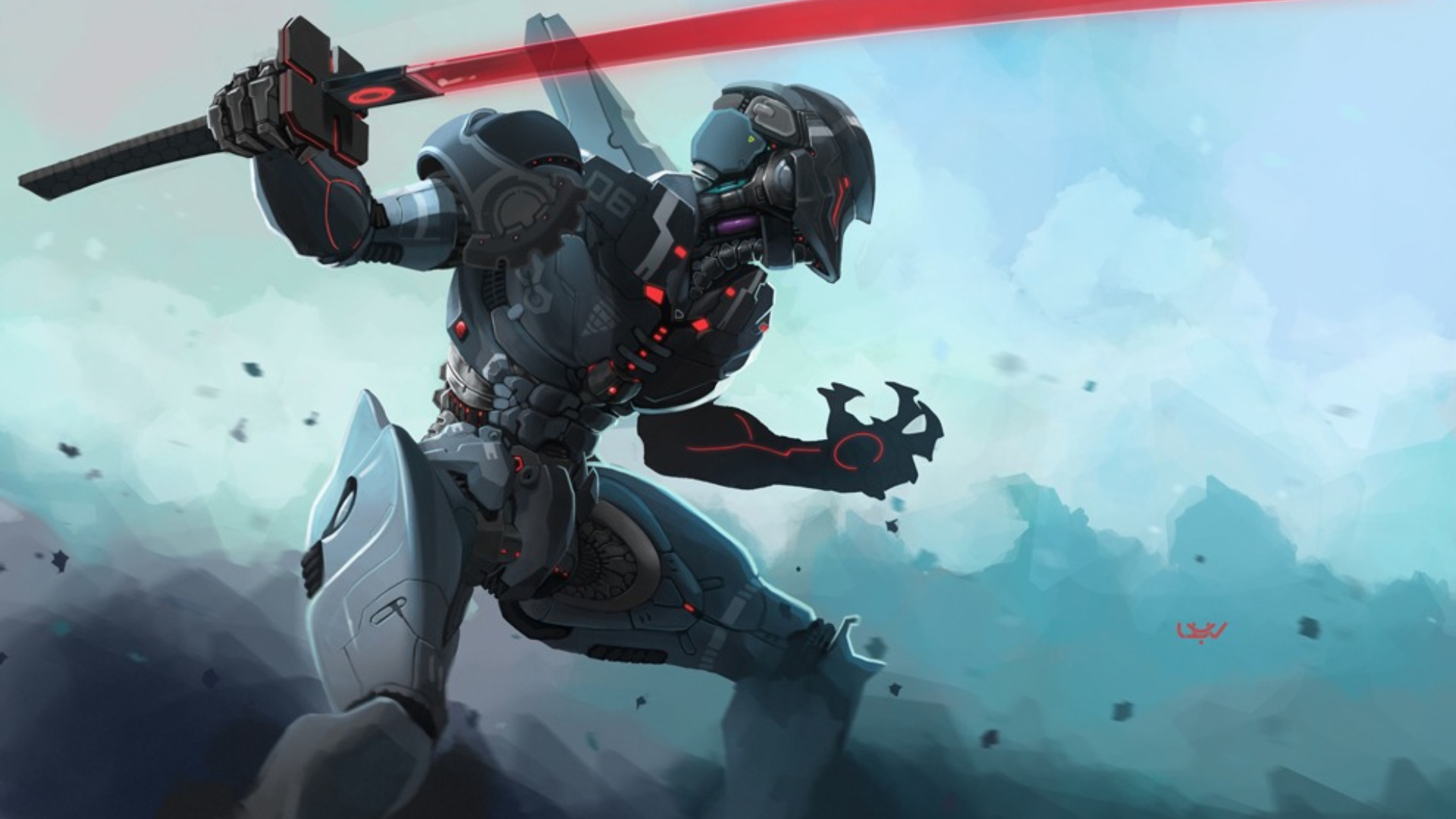 Download mobile wallpaper Warrior, Sci Fi, Cyborg, Sword for free.