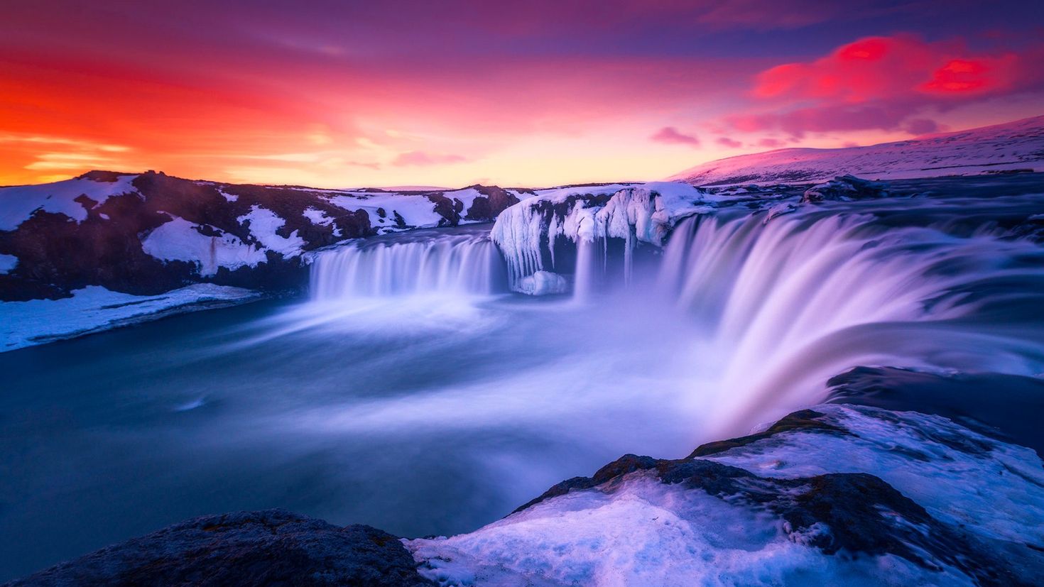 Водопад Годафосс, Исландия на закате