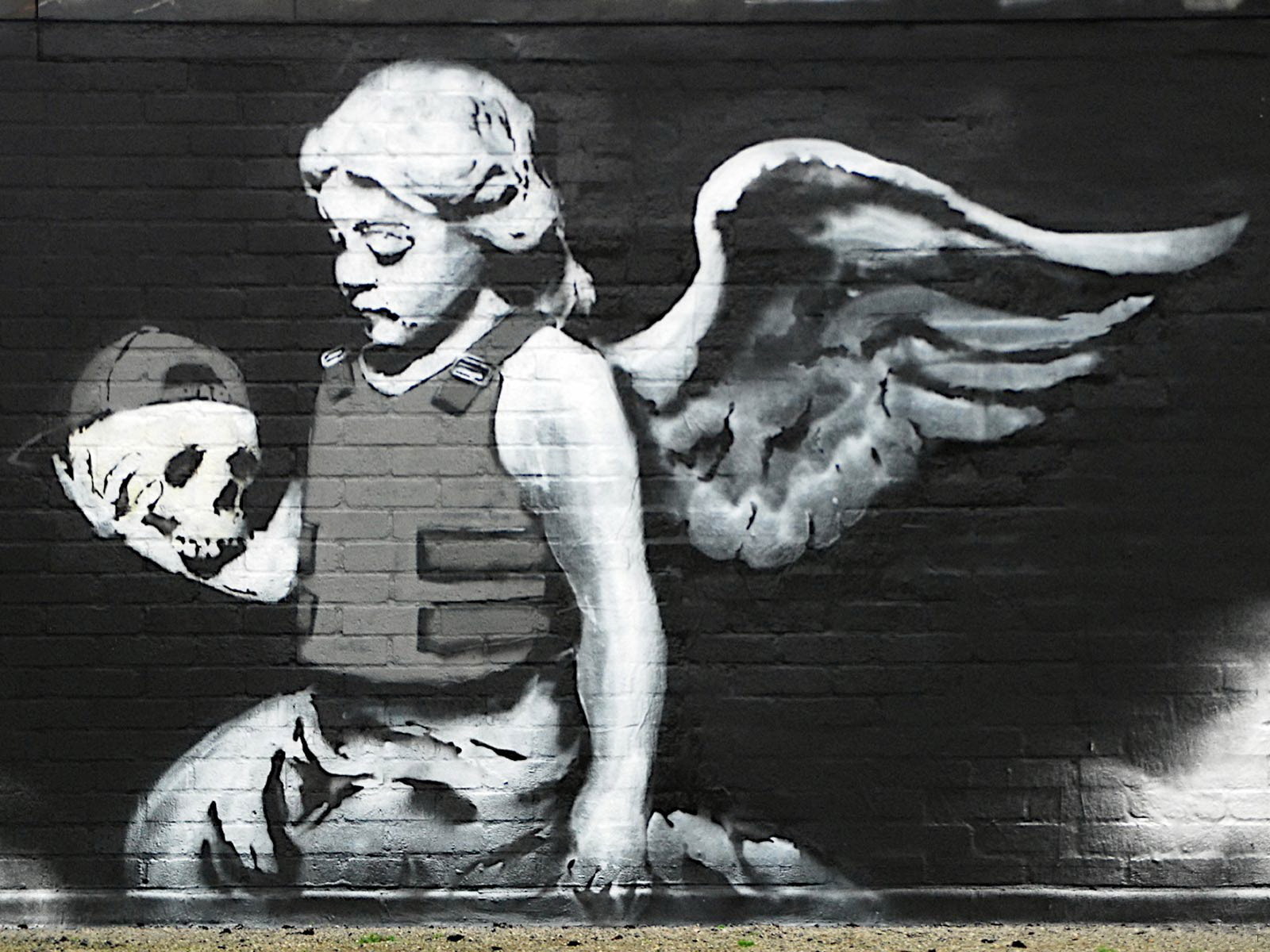 artistic, graffiti, anarchy, angel, dark, skull, style, urban mobile wallpaper