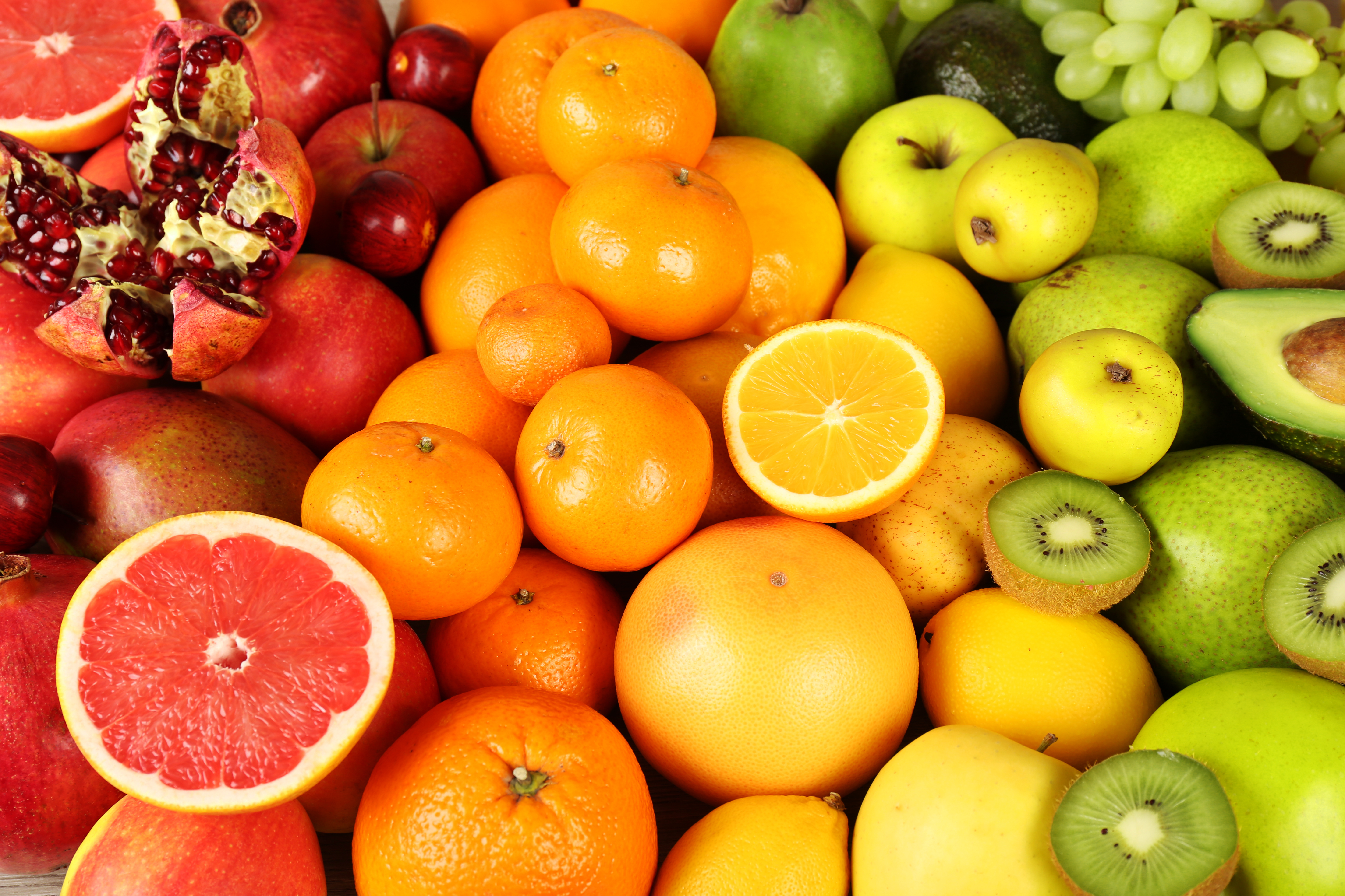 food, fruit, apple, colorful, grapefruit, kiwi, orange (color), fruits