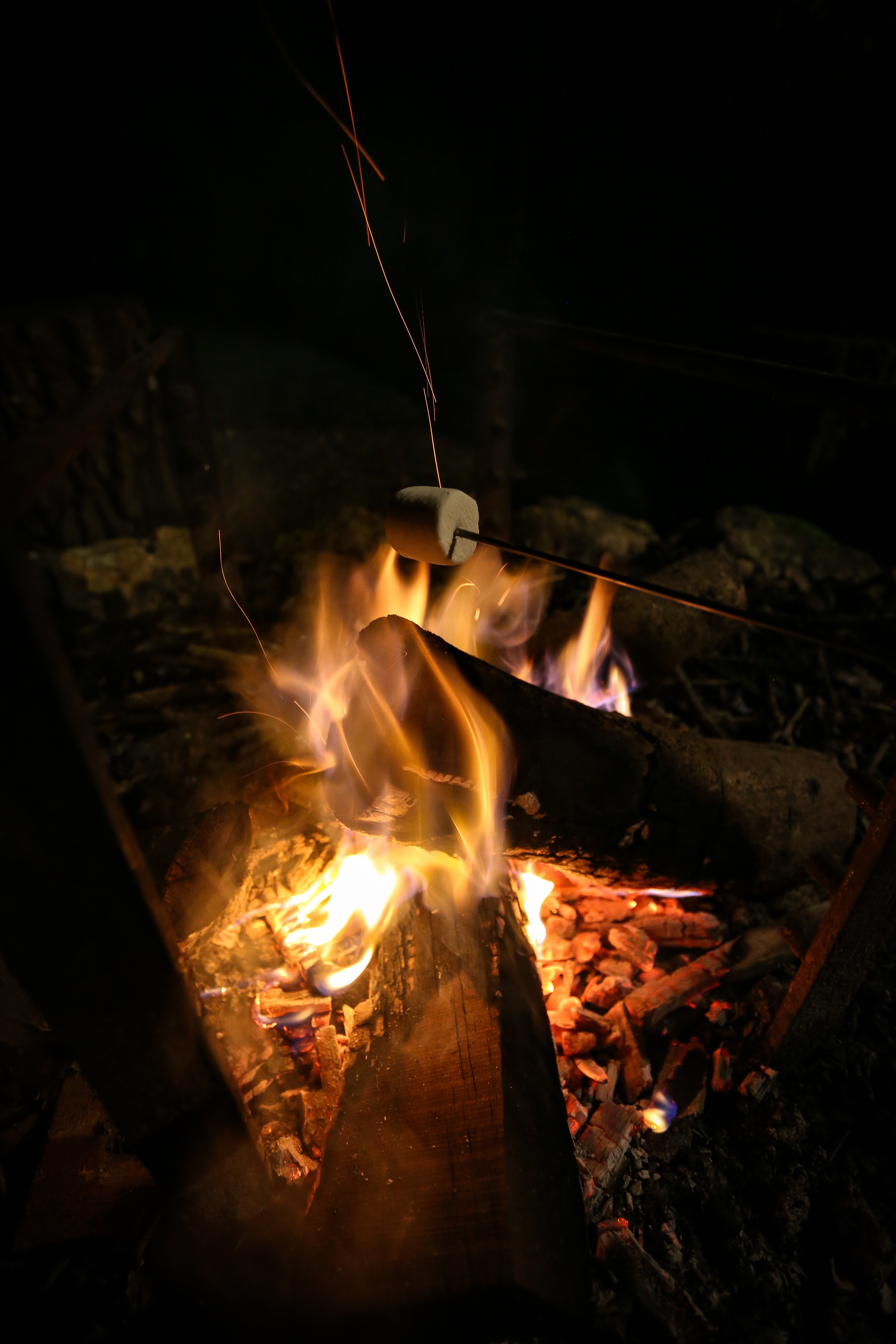 Téléchargez des papiers peints mobile Bonfire, Nuit, Zéphyr, Sombre, Feu, Guimauve, Camping gratuitement.