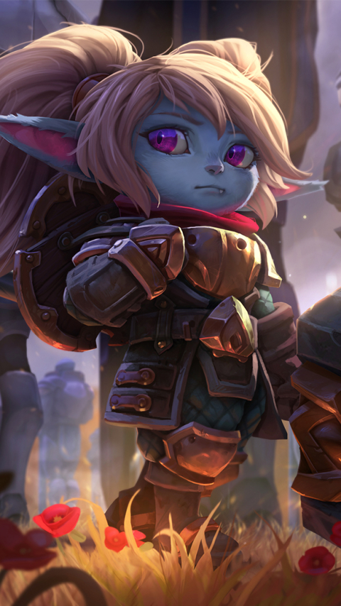 video game, league of legends, poppy (league of legends), pointed ears, hammer
