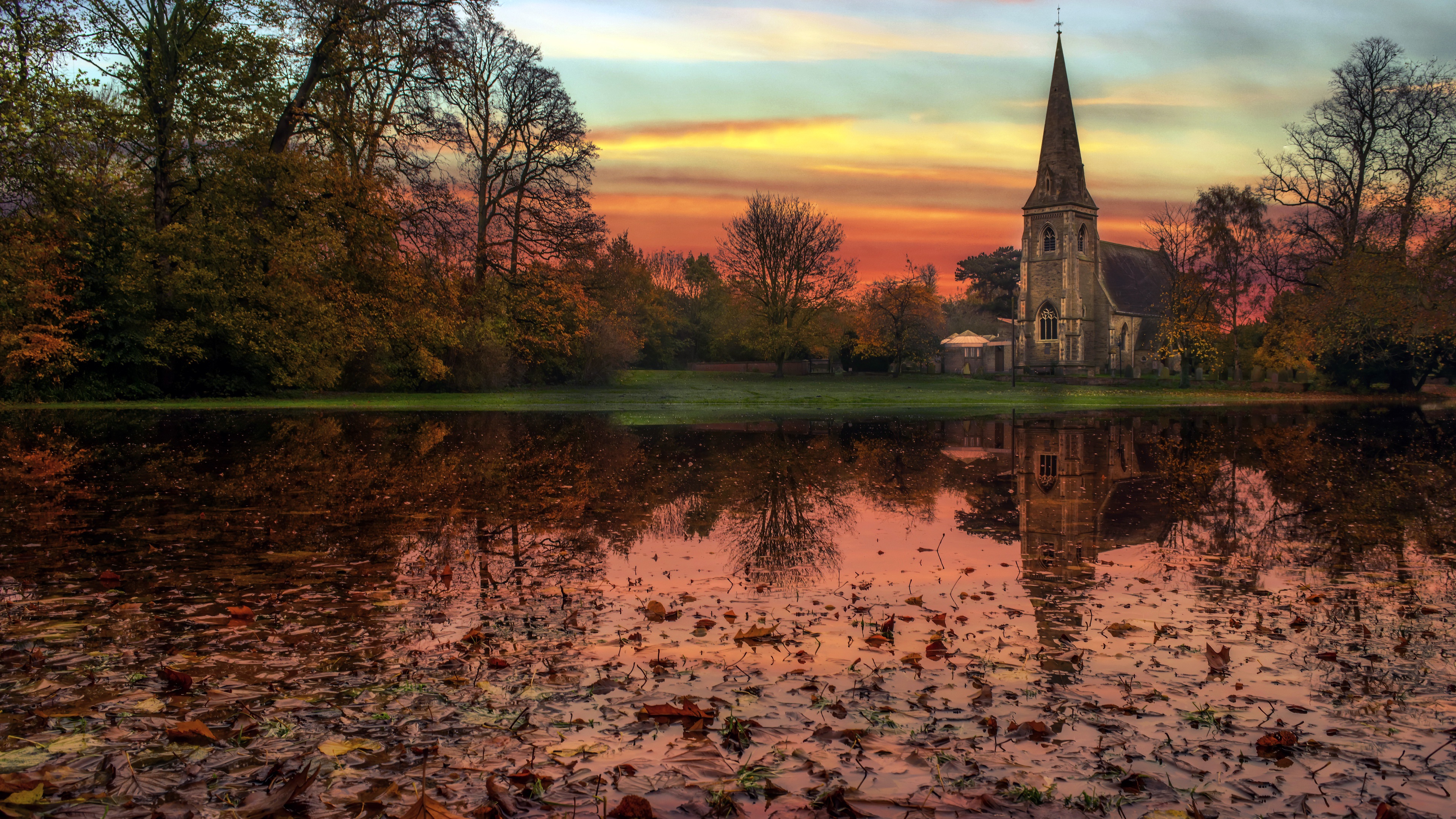 Church fall. Отражение церкви. Религиозные обои. Картинки на рабочий стол храмы 1920x1080. Картинки храм на берегу реки.