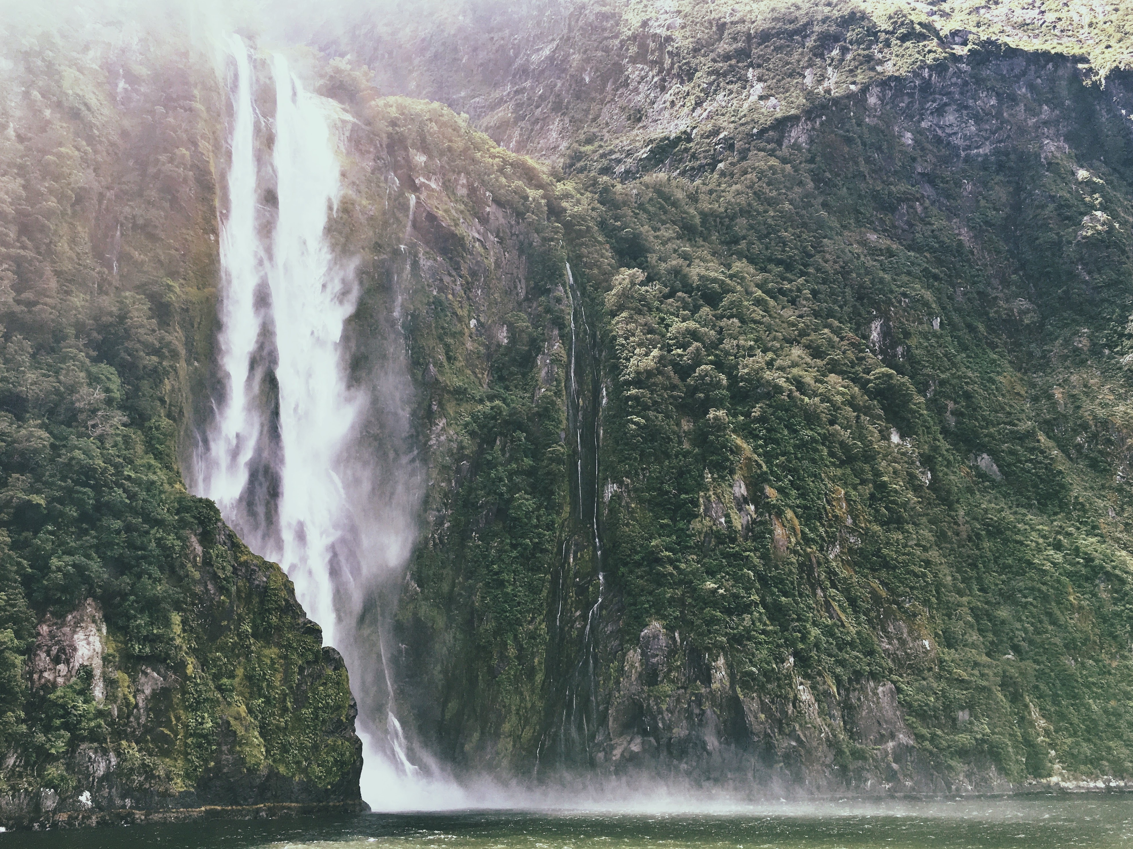 nature, rivers, mountains, waterfall, break, precipice Panoramic Wallpaper