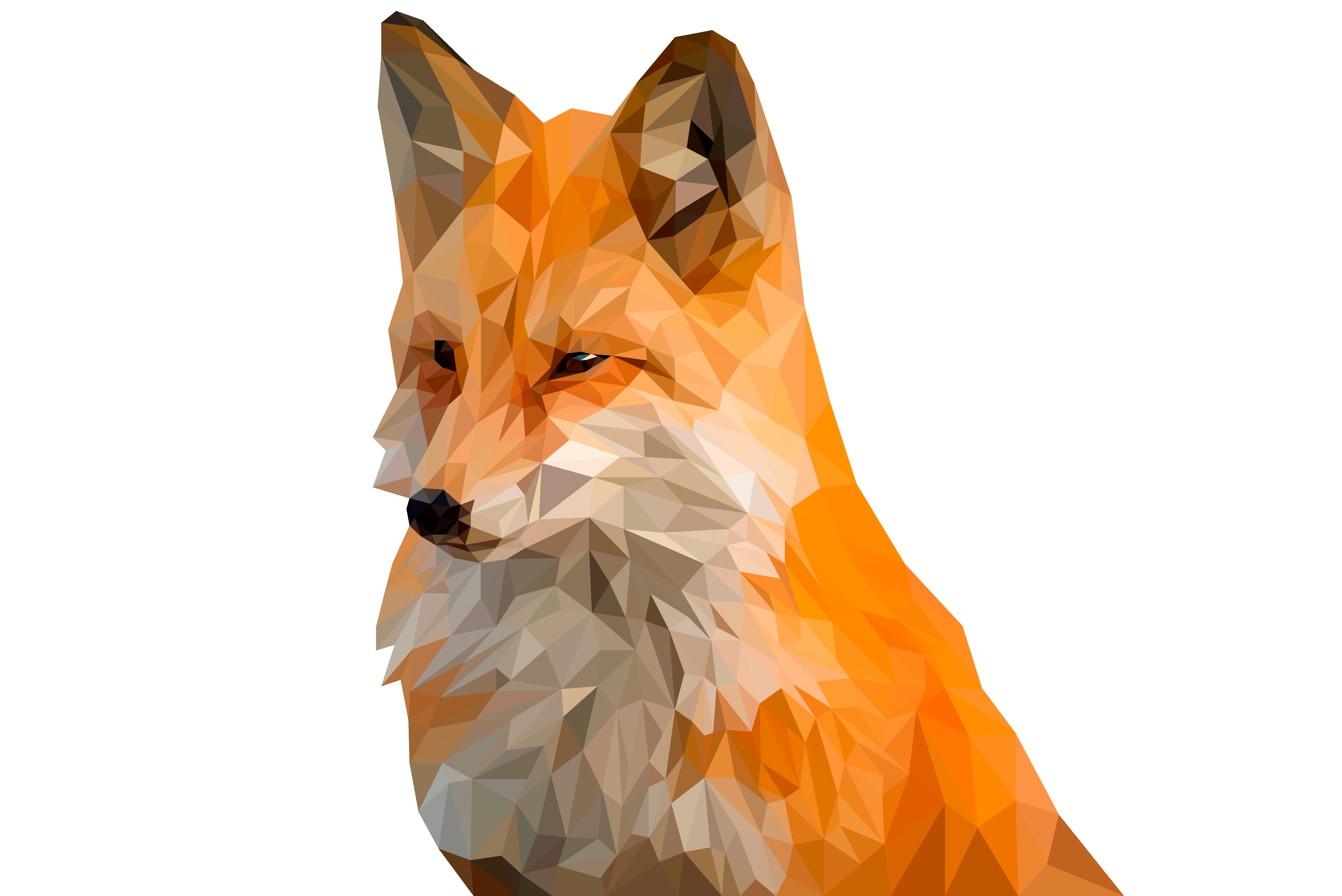 abstract, facets, fox, low poly, polygon