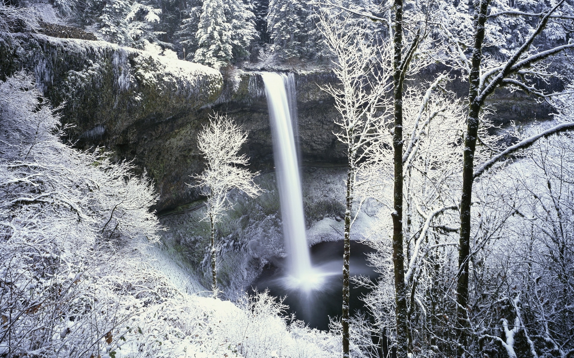 50314 завантажити шпалери зима, пейзаж, природа, водоспади, сніг - заставки і картинки безкоштовно