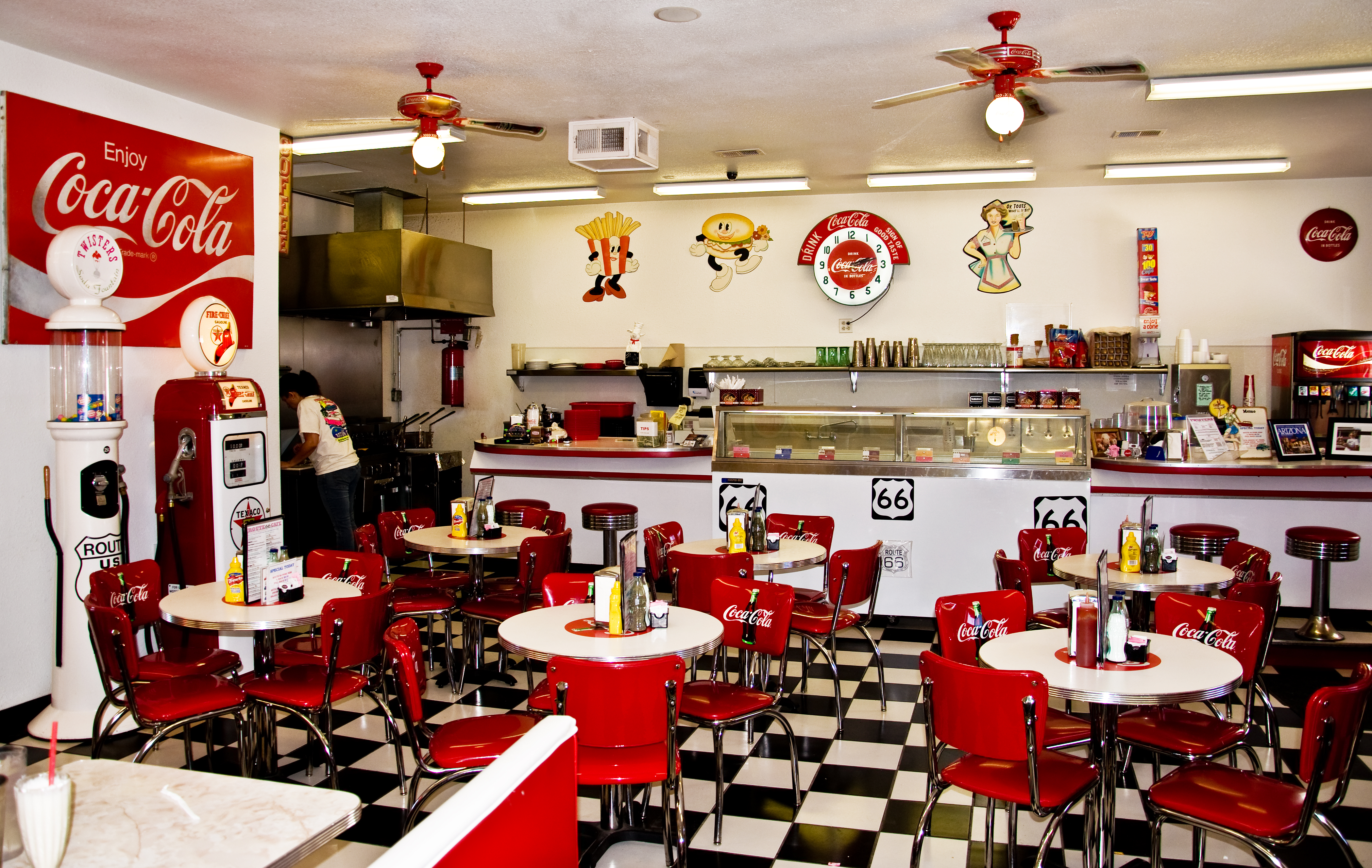 Full HD vintage, man made, restaurant, chair, coca cola, diner, shop, table