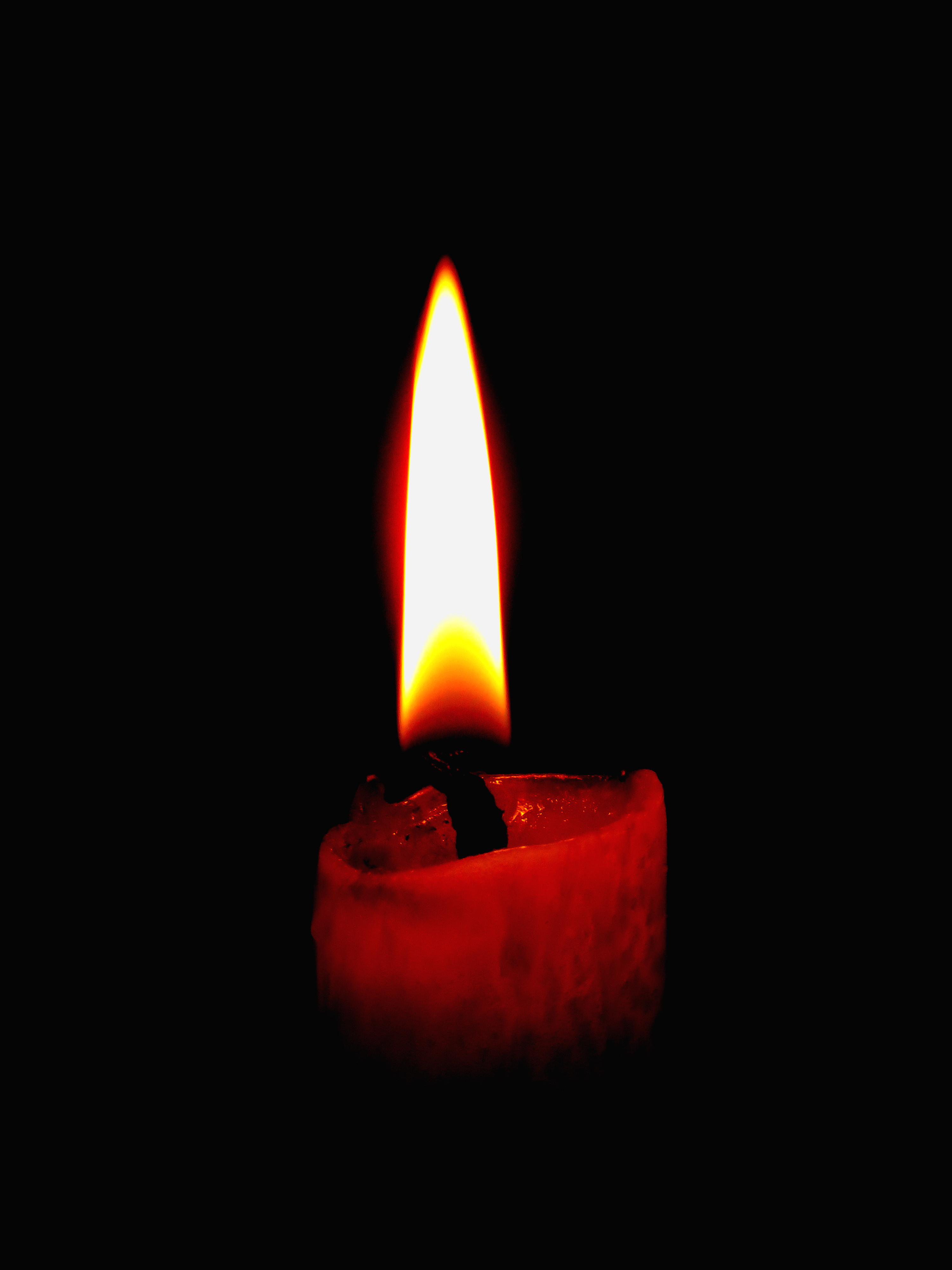 wax, red, dark, flame, dark background, candle, wick for android