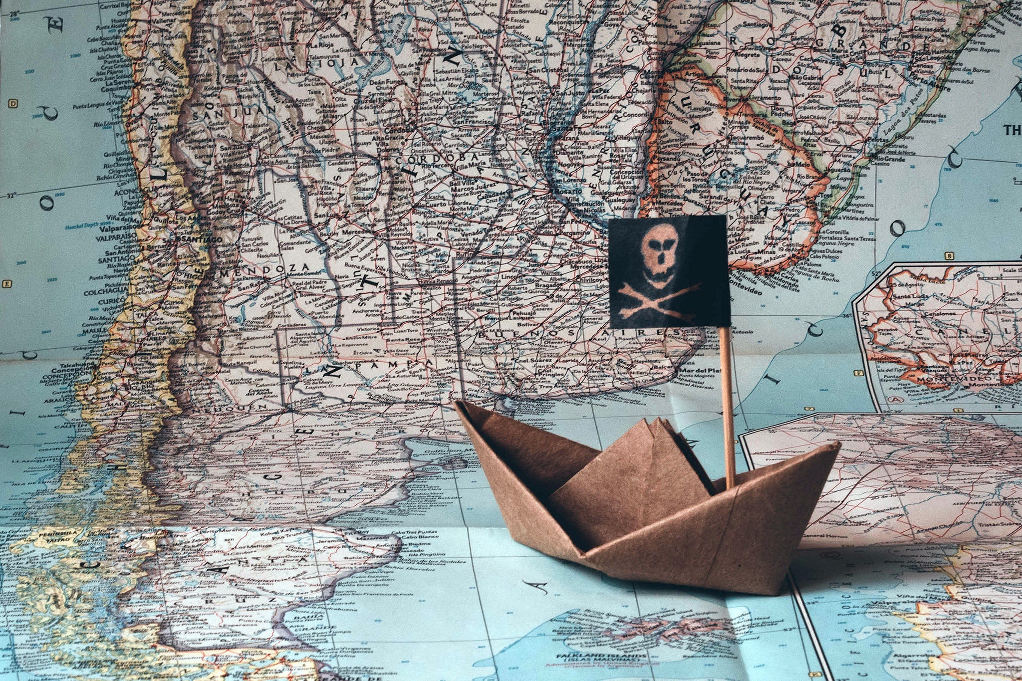 paper, man made, origami, map, paper boat, pirate