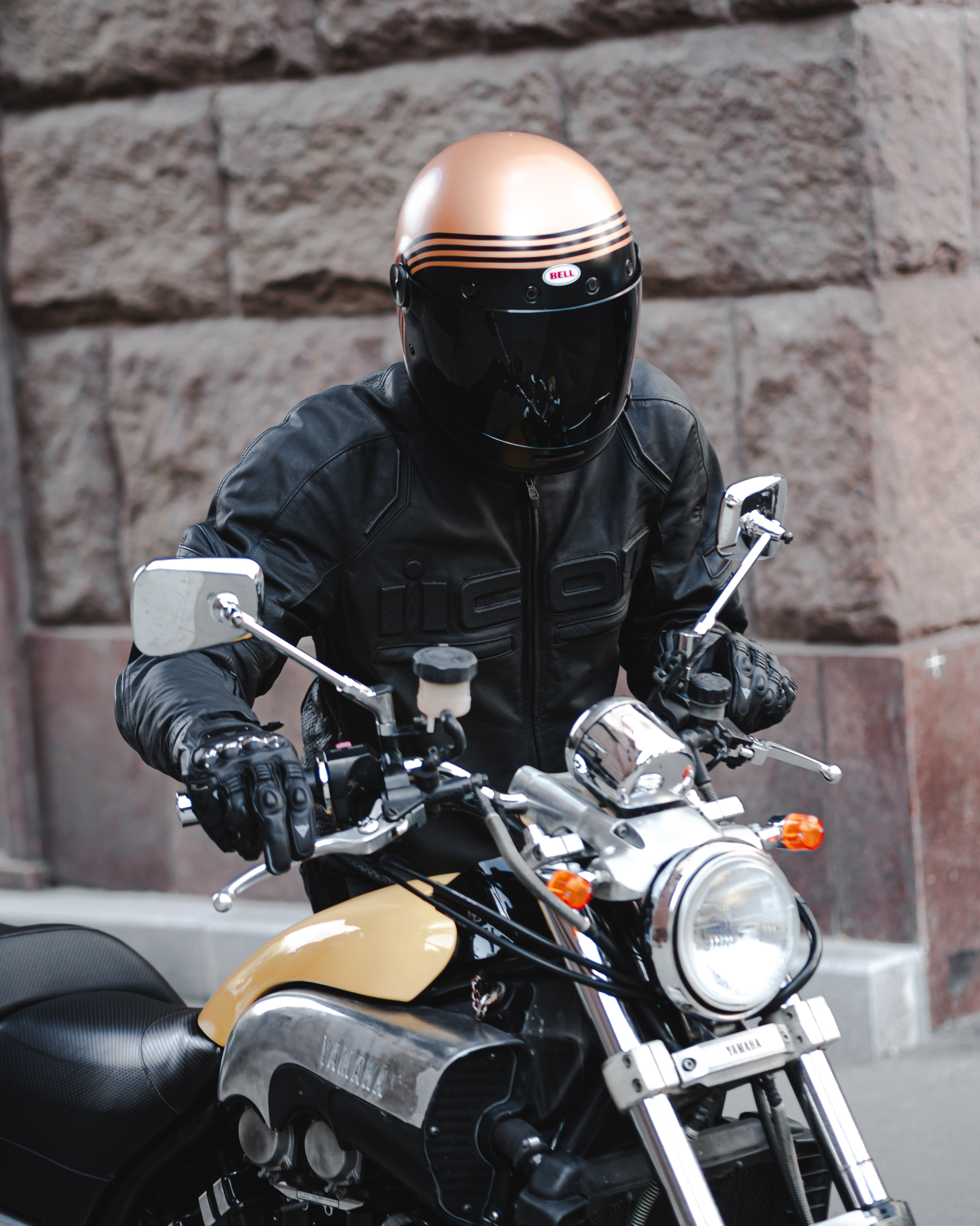 Download mobile wallpaper Helmet, Motorcycle, Motorcyclist, Biker, Motorcycles, Bike for free.