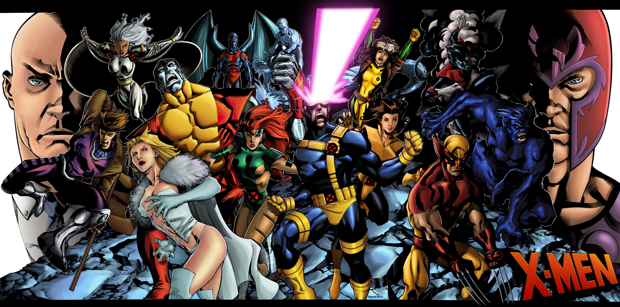 comics, marvel comics, archangel (marvel comics), beast (marvel comics), charles xavier, colossus, cyclops (marvel comics), emma frost, gambit (marvel comics), iceman (marvel comics), jean grey, kitty pryde, magneto (marvel comics), nightcrawler (marvel comics), professor x, rogue (marvel comics), uncanny x men, wolverine 5K