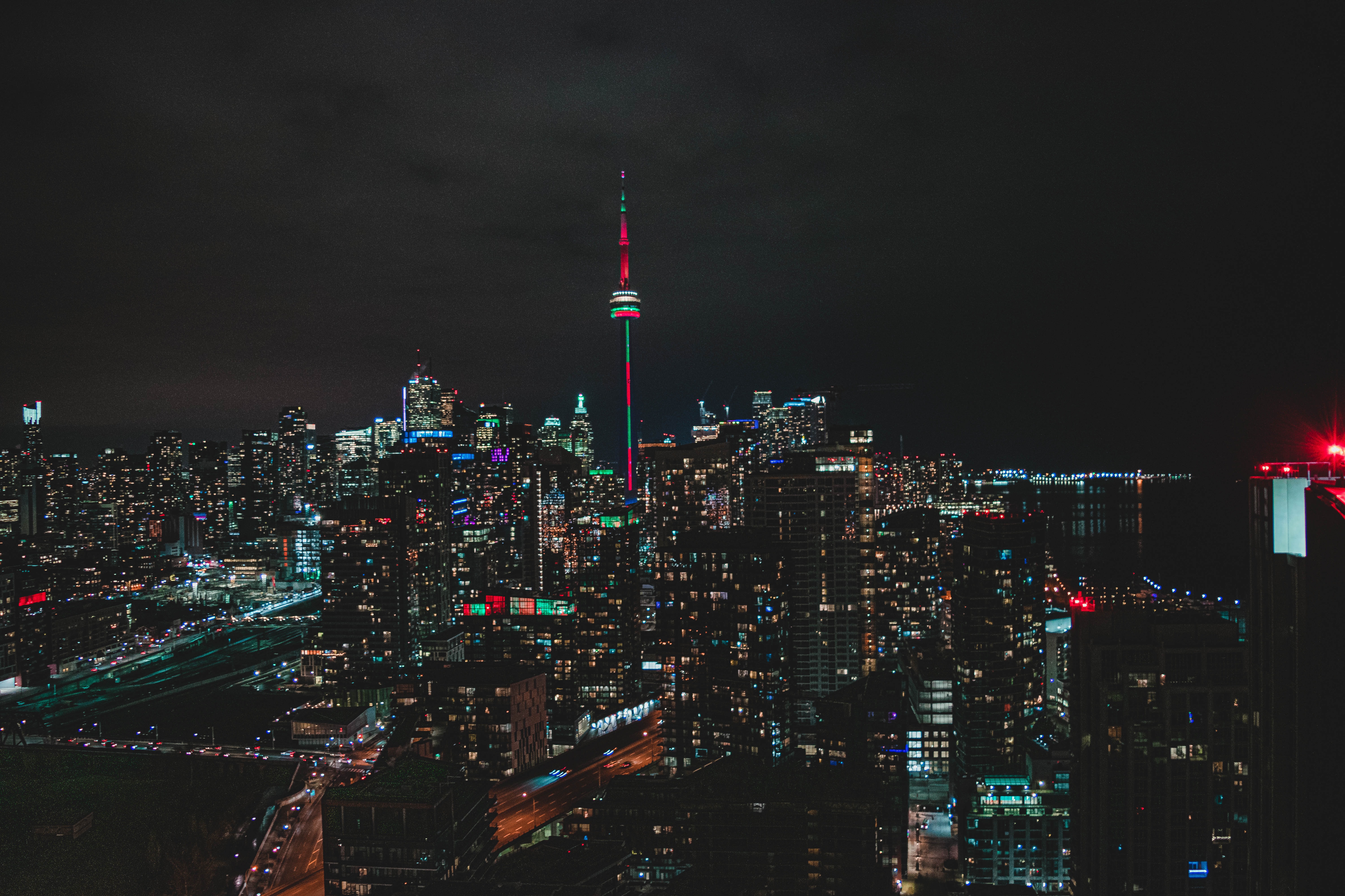 canada, toronto, cities, building, view from above, night city, megapolis, megalopolis