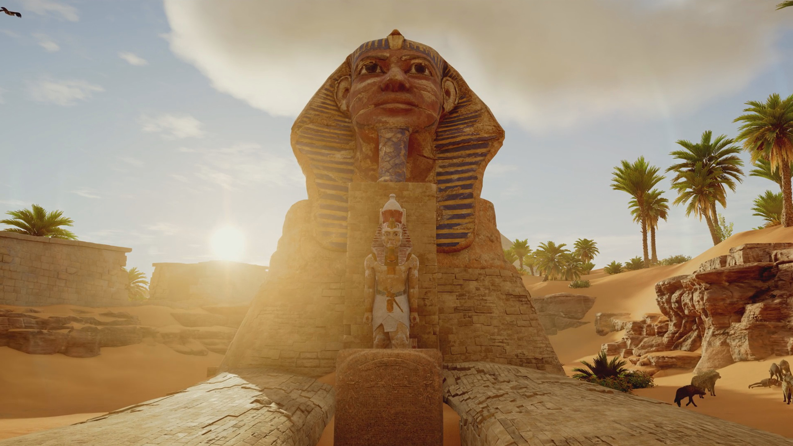 assassin's creed origins, video game, desert, sphinx, statue, assassin's creed wallpaper for mobile