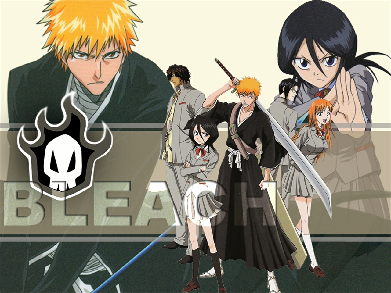 HD wallpaper: anime, Bleach, Kuchiki Rukia, Kurosaki Ichigo, Inoue Orihime