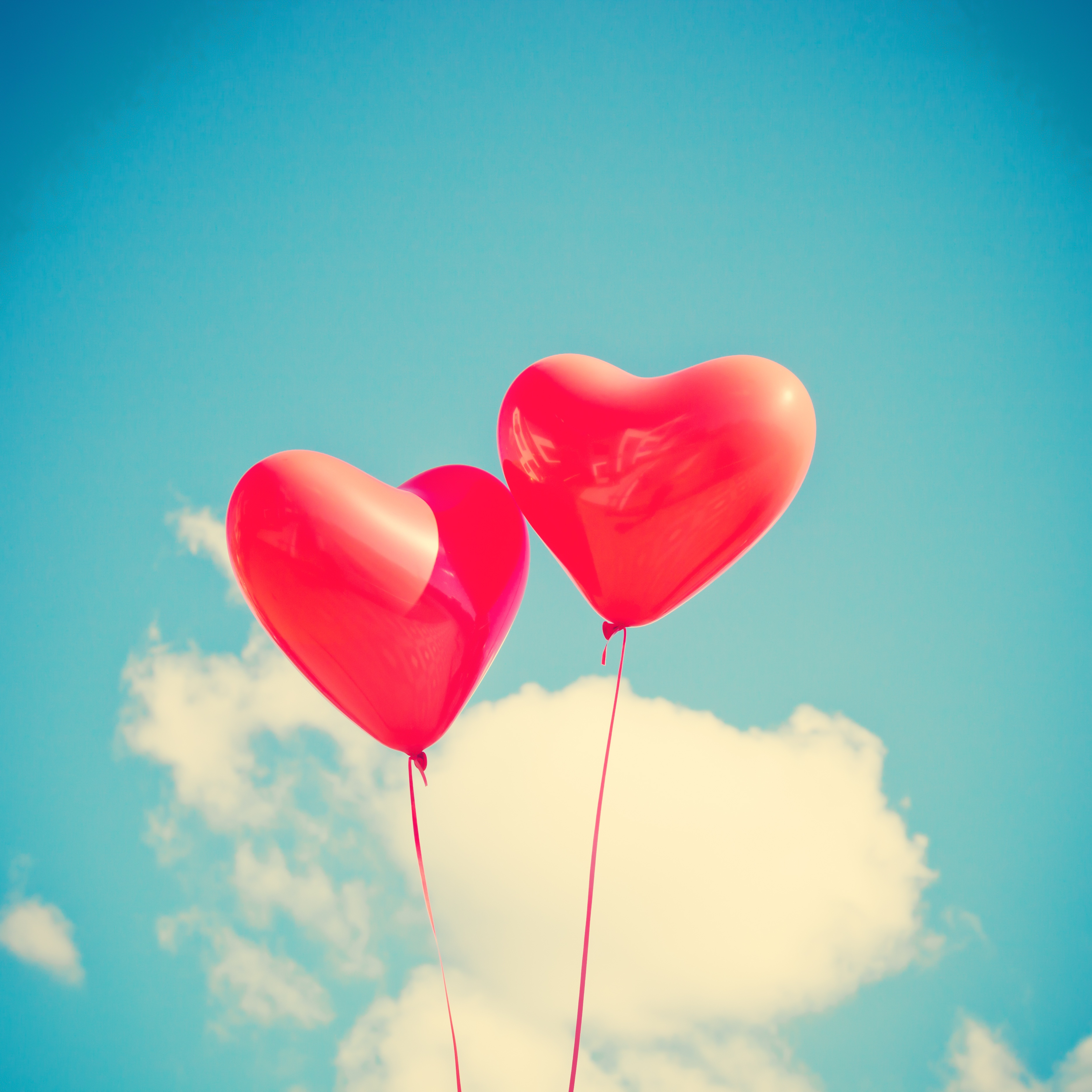 balloons, heart, love, sky, ease 32K