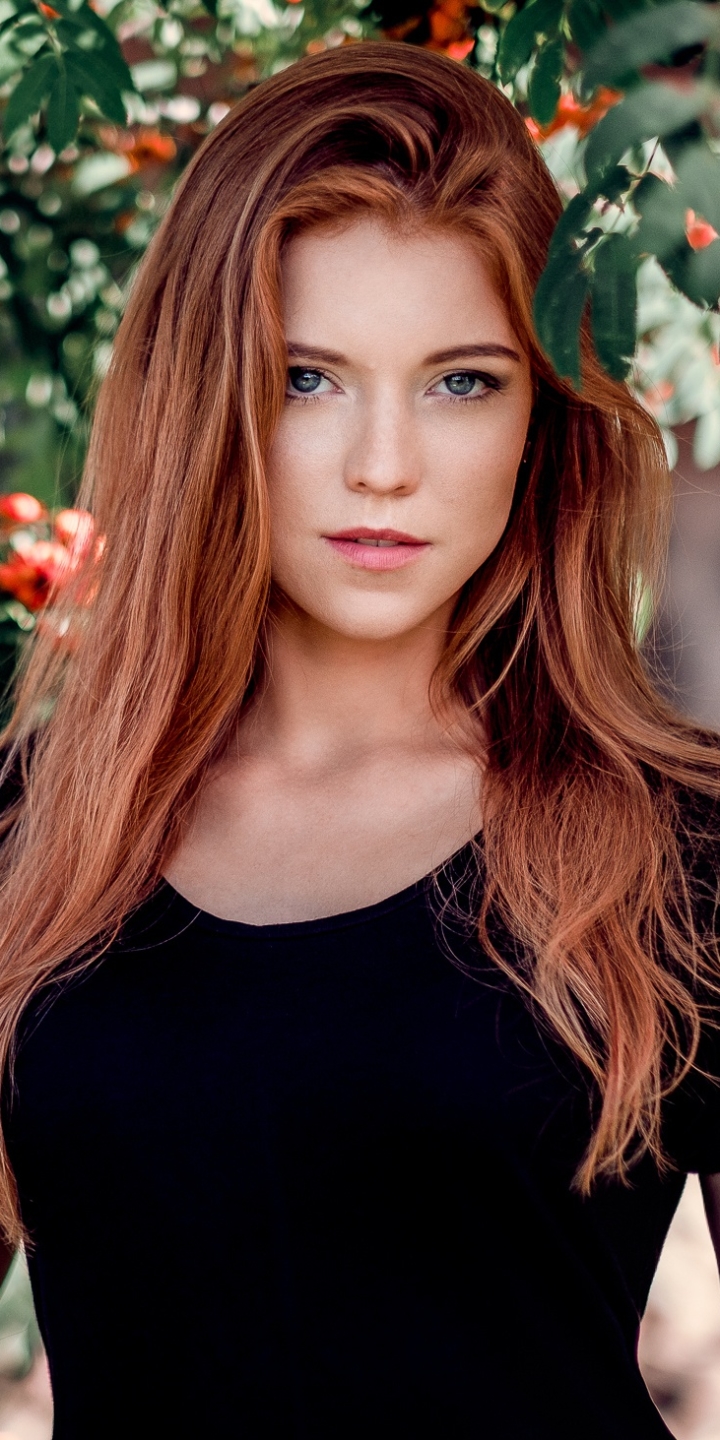Download mobile wallpaper Redhead, Model, Women, Blue Eyes for free.
