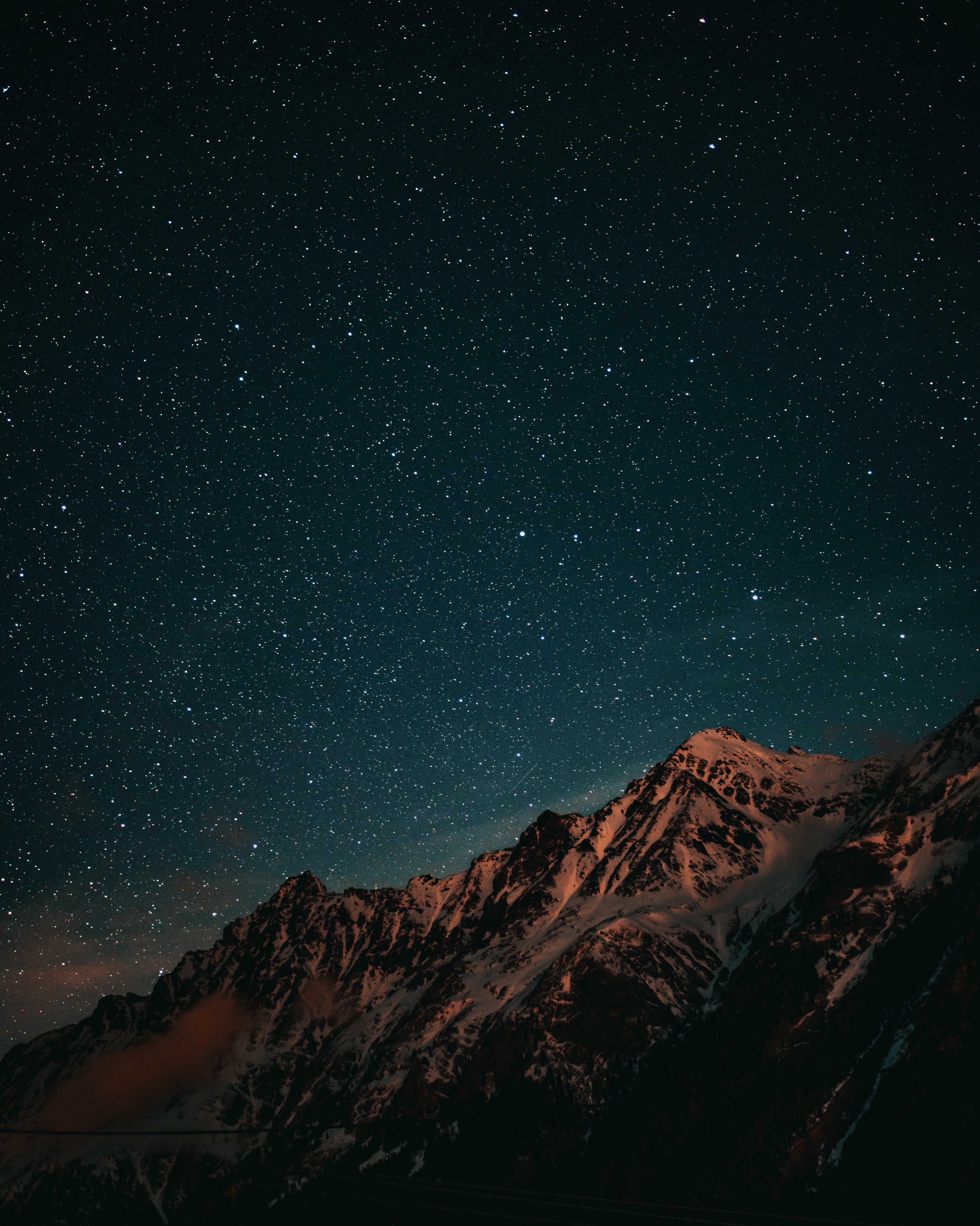 nature, mountains, starry sky, night