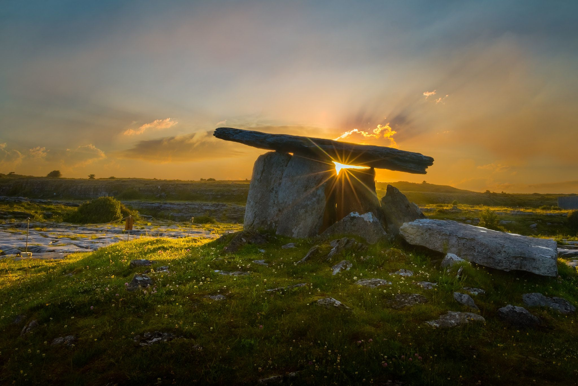 man made, poulnabrone dolmen, dolmen, prehistoric, sunset