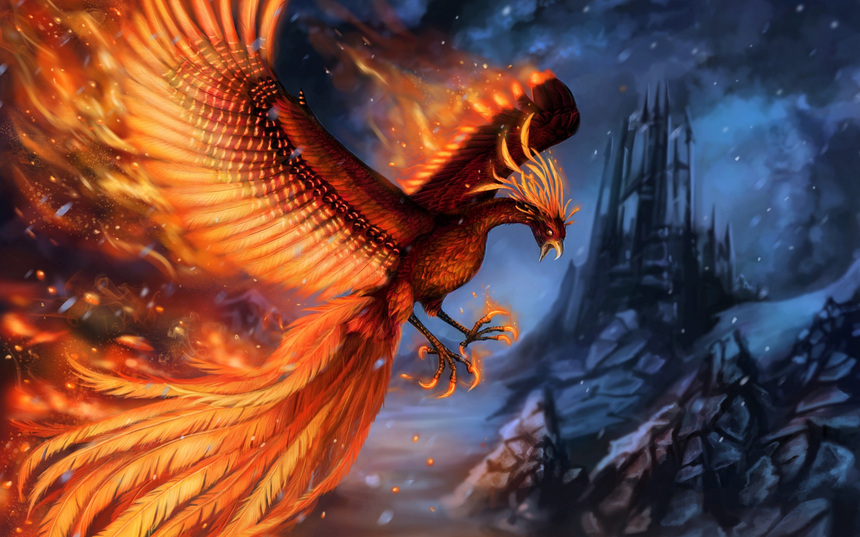Wallpaper Flying Phoenix Bird Drawing Art Phoenix Drawing Digital Art  Background  Download Free Image