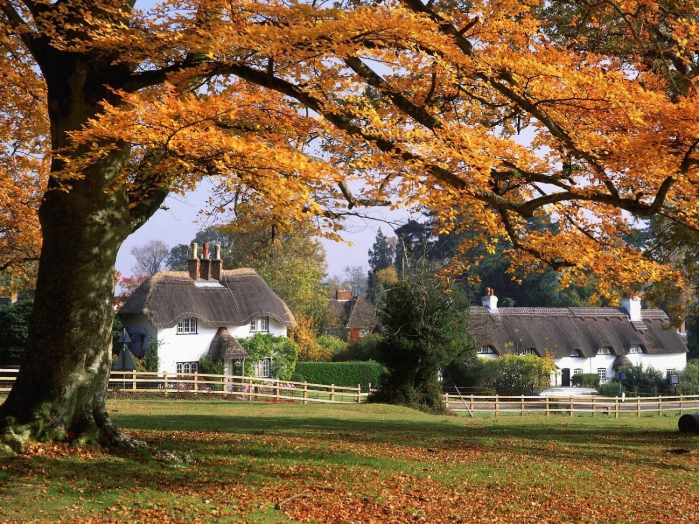 Download mobile wallpaper Landscape, Houses, Autumn for free.