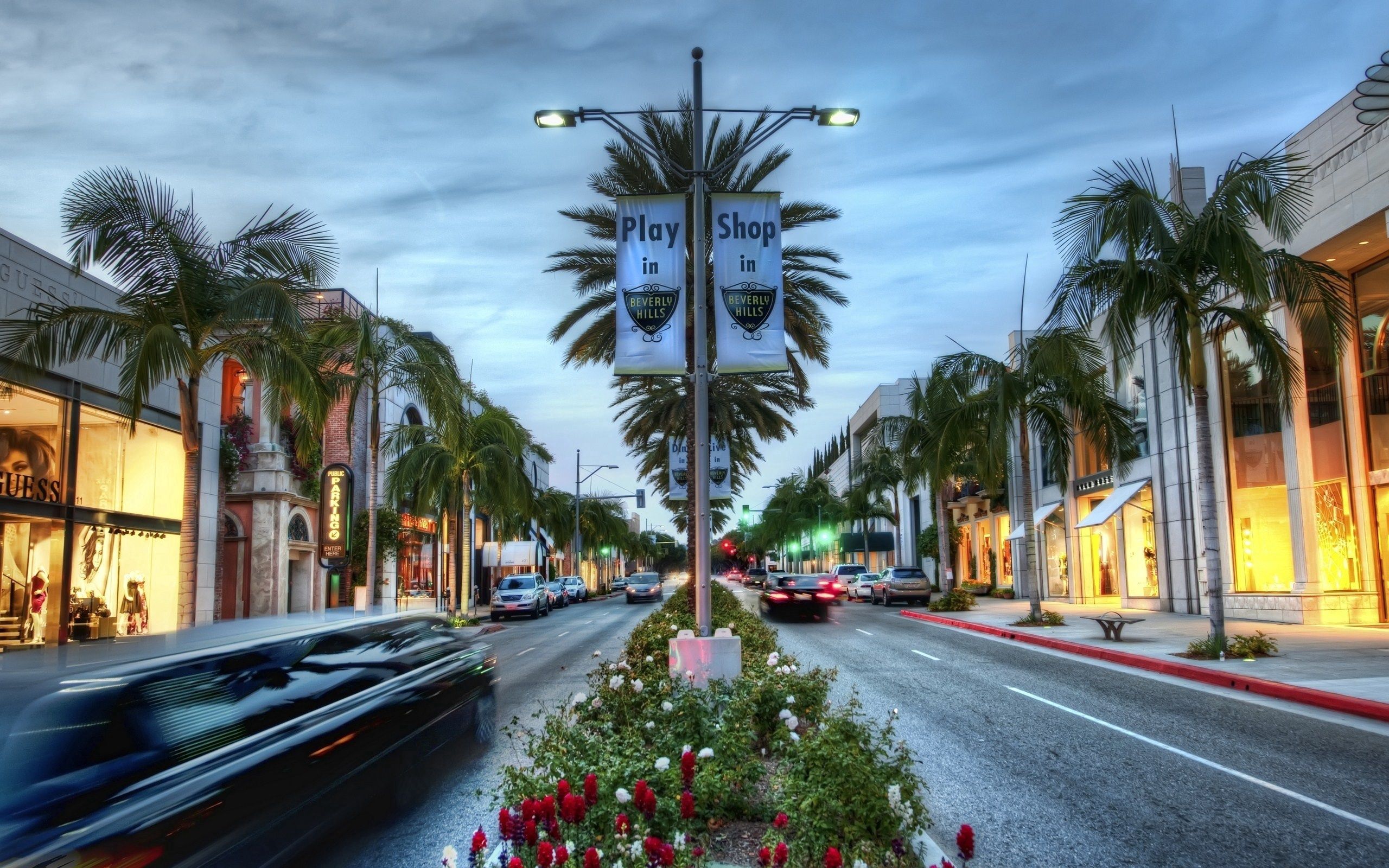 los angeles, beverly hills, hollywood, cities, usa, road, united states, california, shop, score 32K