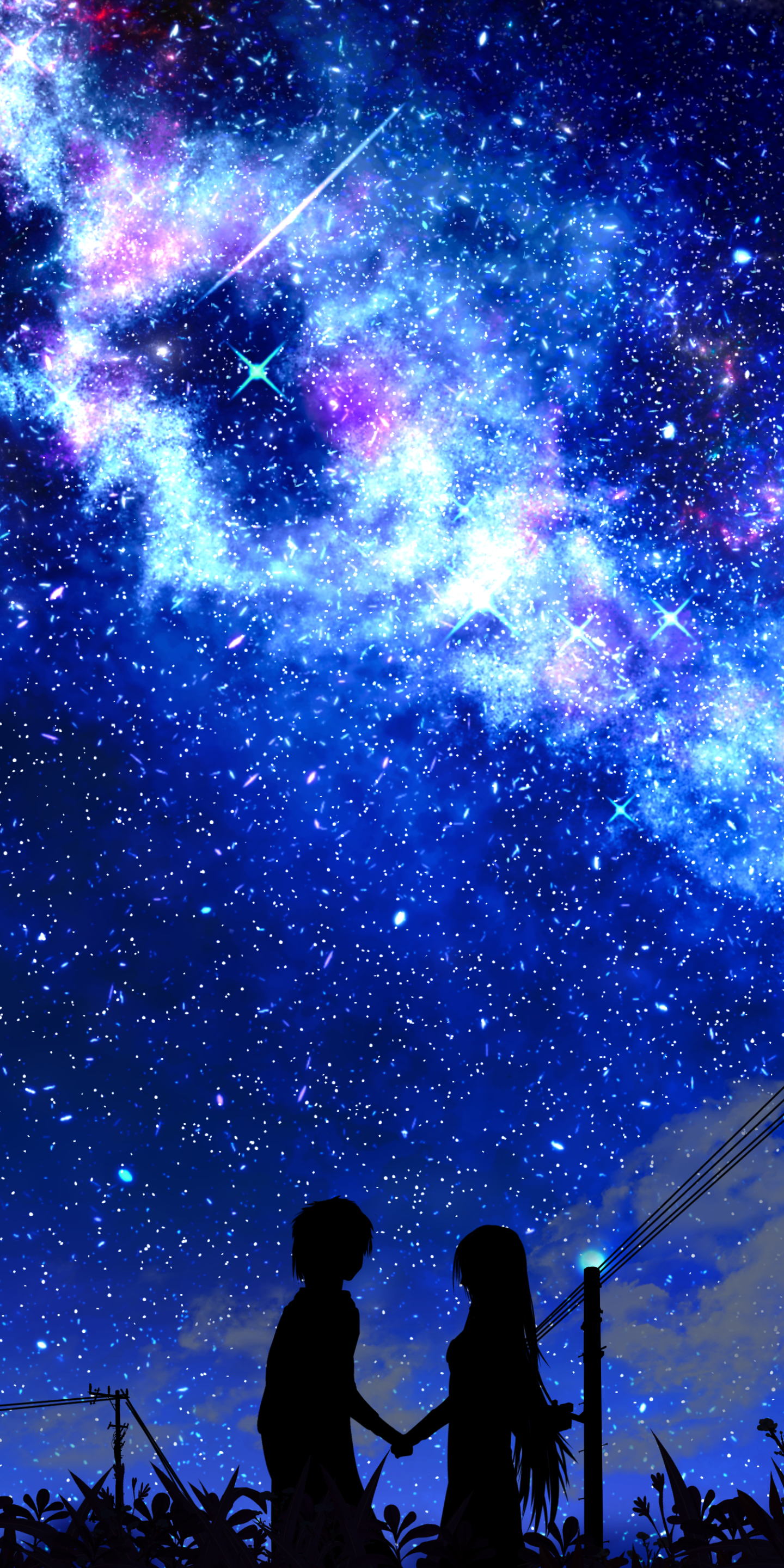 Silhouette, telescope, starry sky, night, dark, HD phone wallpaper