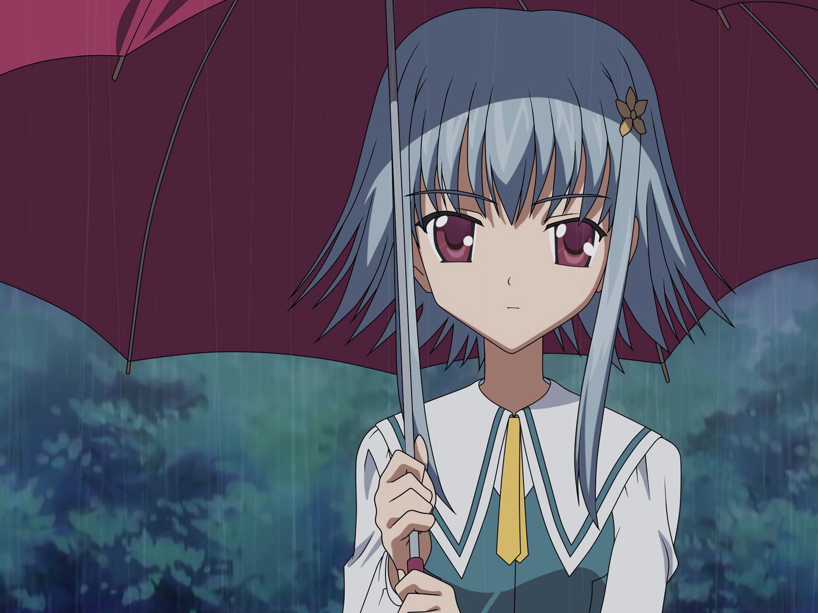 Download mobile wallpaper Sorrow, Umbrella, Girl, Rain, Sadness, Anime for free.