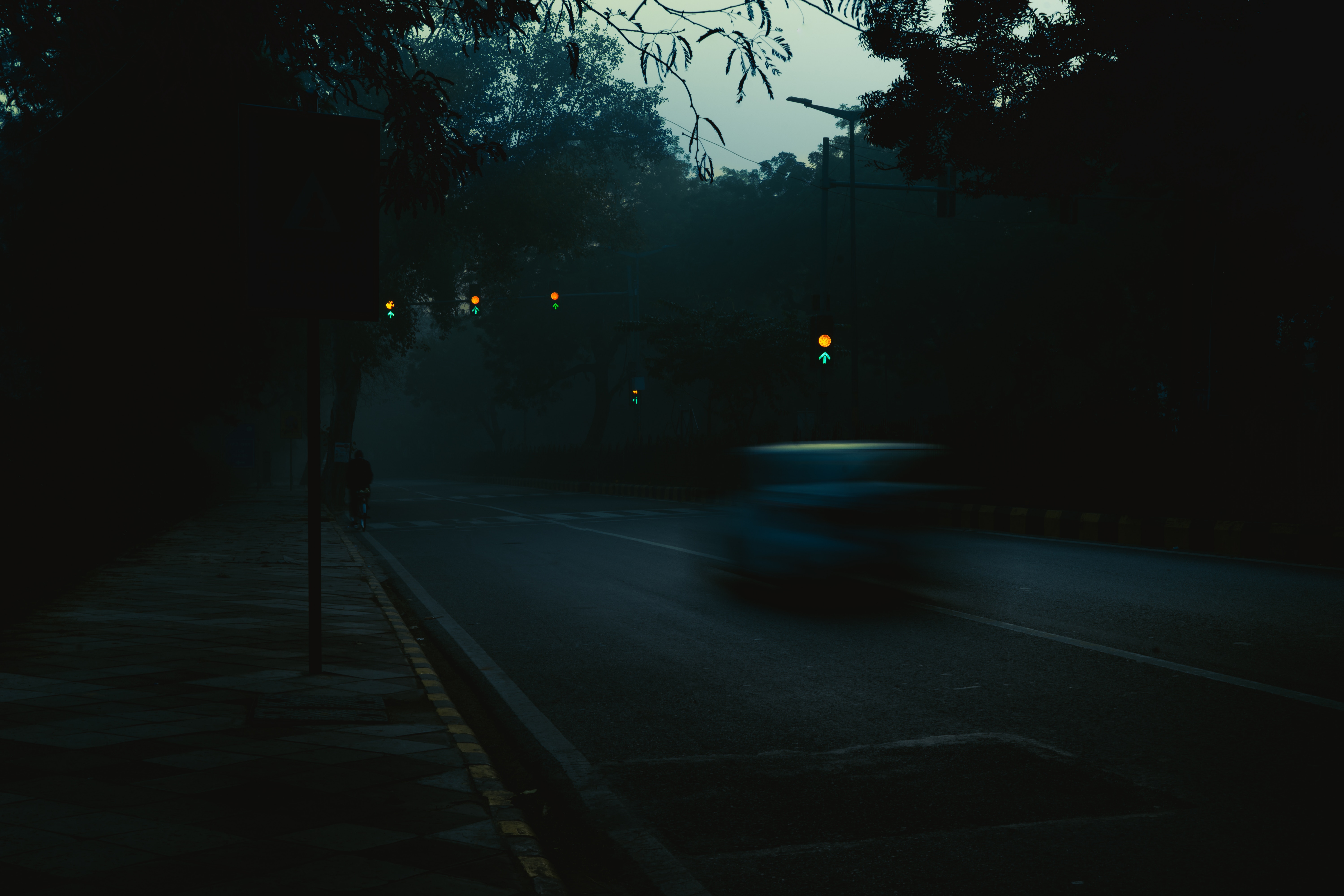 gloomy, dark, car, silhouette, traffic, movement