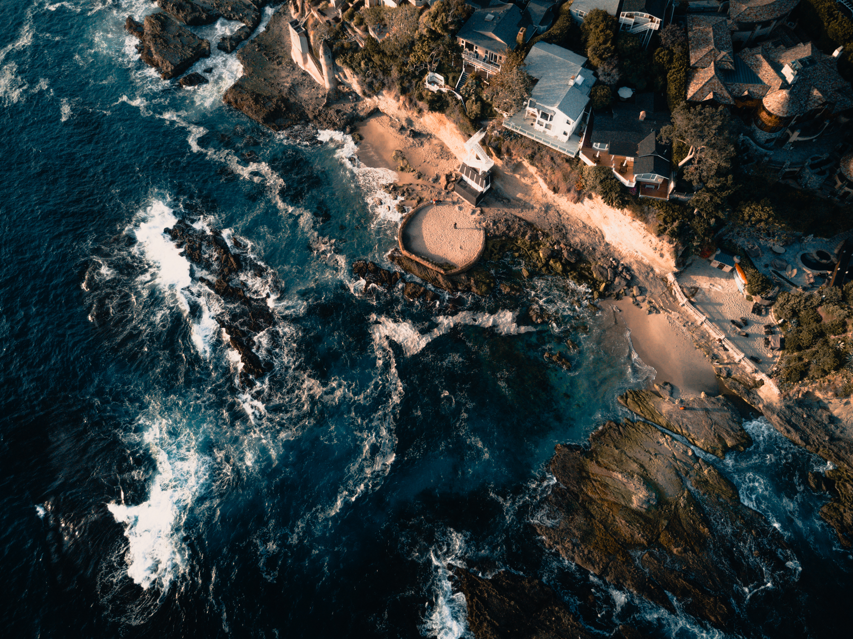 Download mobile wallpaper Surf, Building, Sea, Nature, View From Above for free.