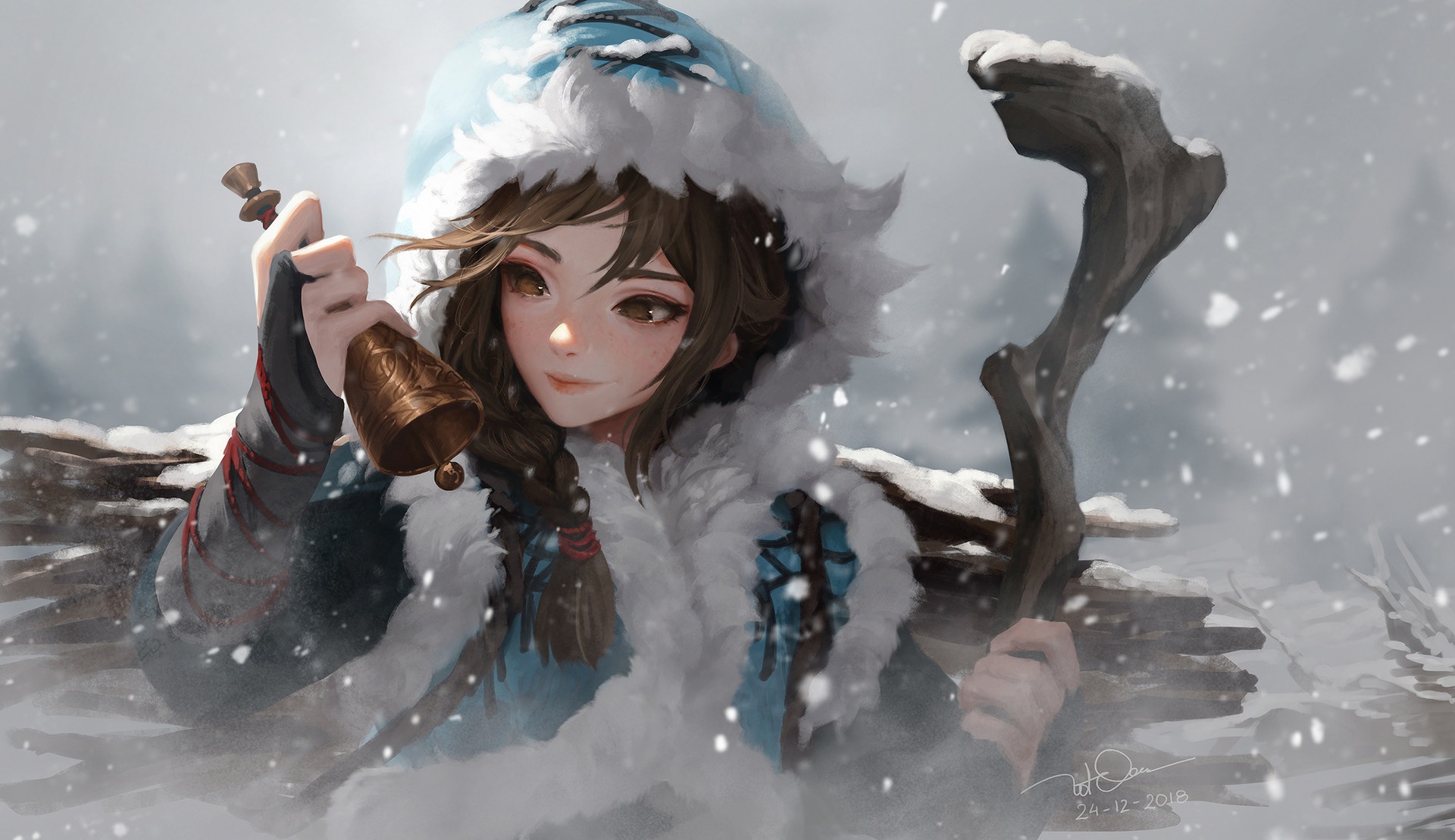 Девушка зимой арт