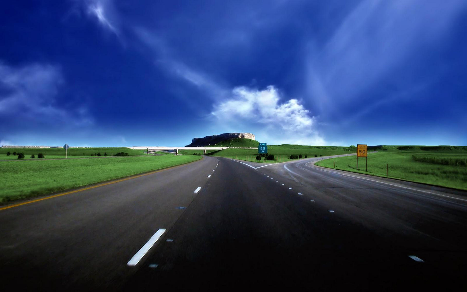 Download mobile wallpaper Sky, Clouds, Landscape, Roads for free.
