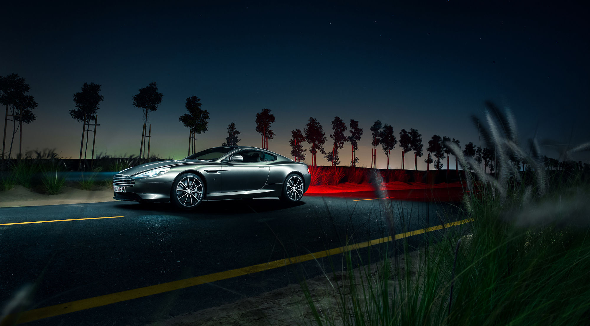Download mobile wallpaper Db9, Road, Aston Martin, Side View, Cars, Night, Auto for free.