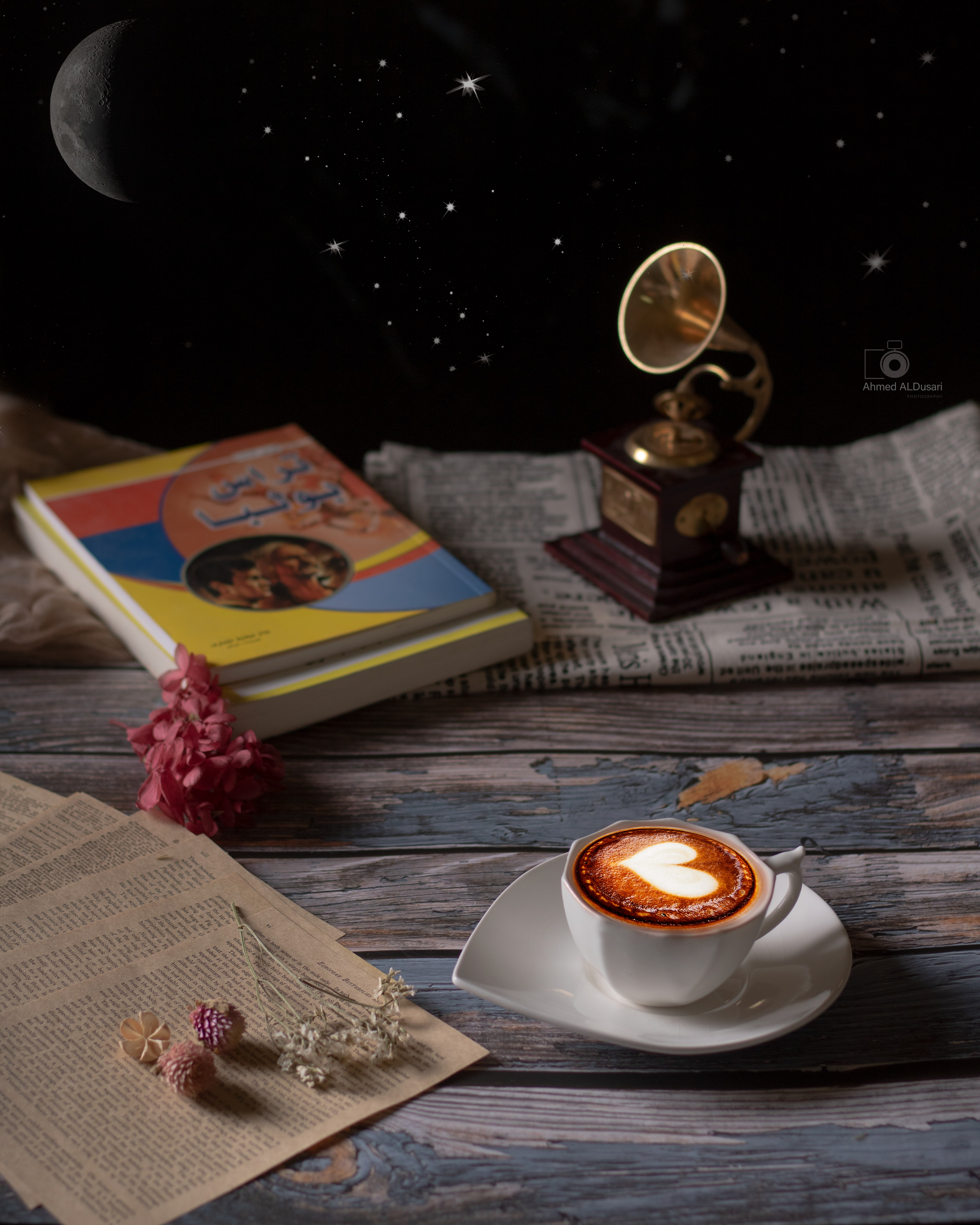 cappuccino, food, coffee, cup, statuette, book Free Stock Photo
