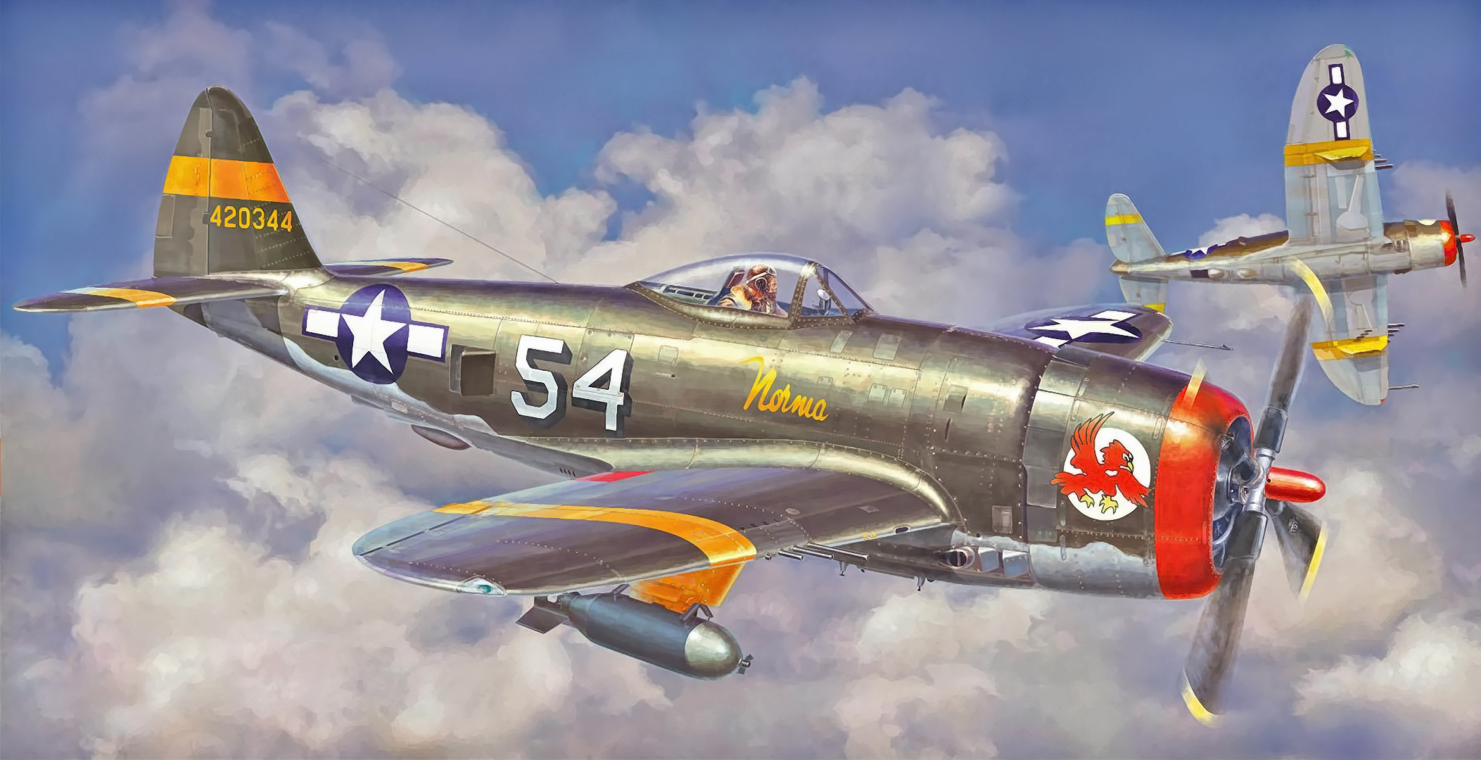 Download mobile wallpaper Hasegawa, P 47 Thunderbolt, Fighter, Airplane, Art, Plane for free.