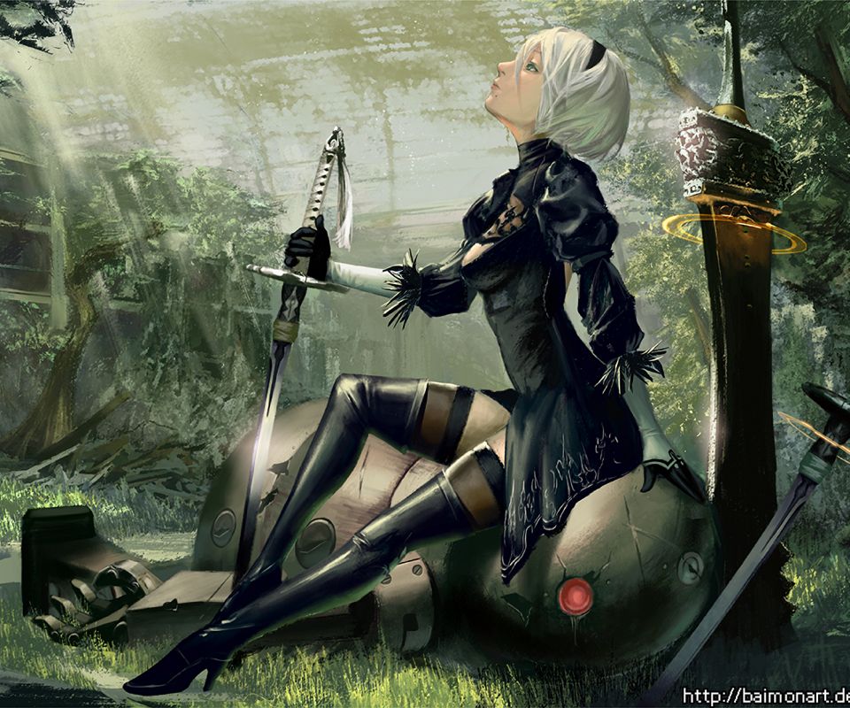 Download wallpapers YoRHa Type B, 2B, warrior, 2017 games, Nier Automata  for desktop with resolution 1920x1200. High Quality HD pictures wallpapers